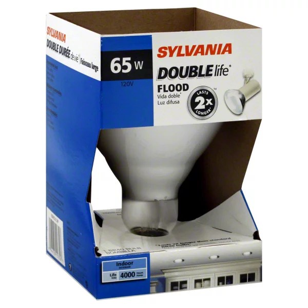 Sylvania 65Watt Incandescent BR40 Flood Light Bulb, Double Life, Soft