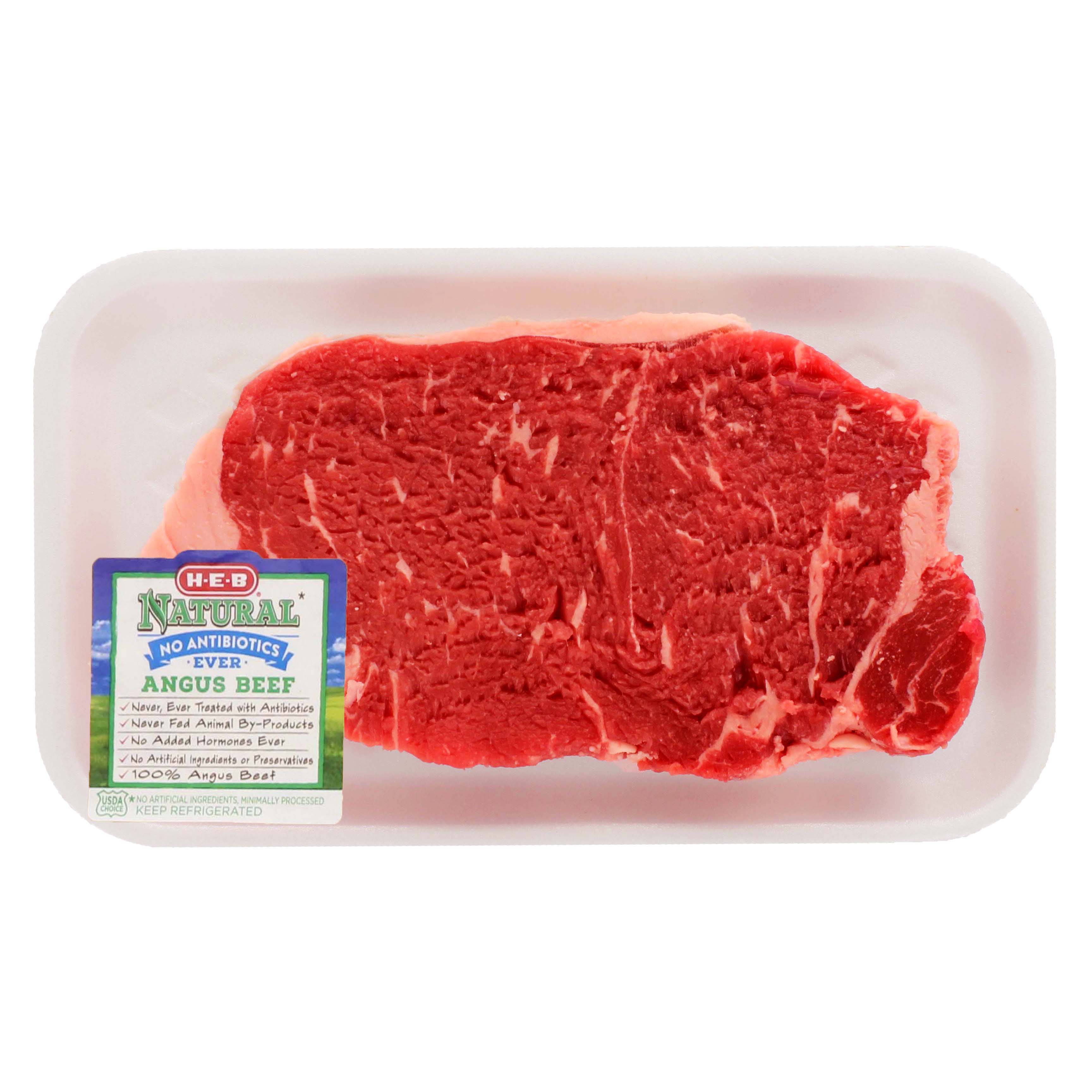 HEB Natural Beef New York Strip Steak Boneless, USDA Choice Shop Beef at HEB