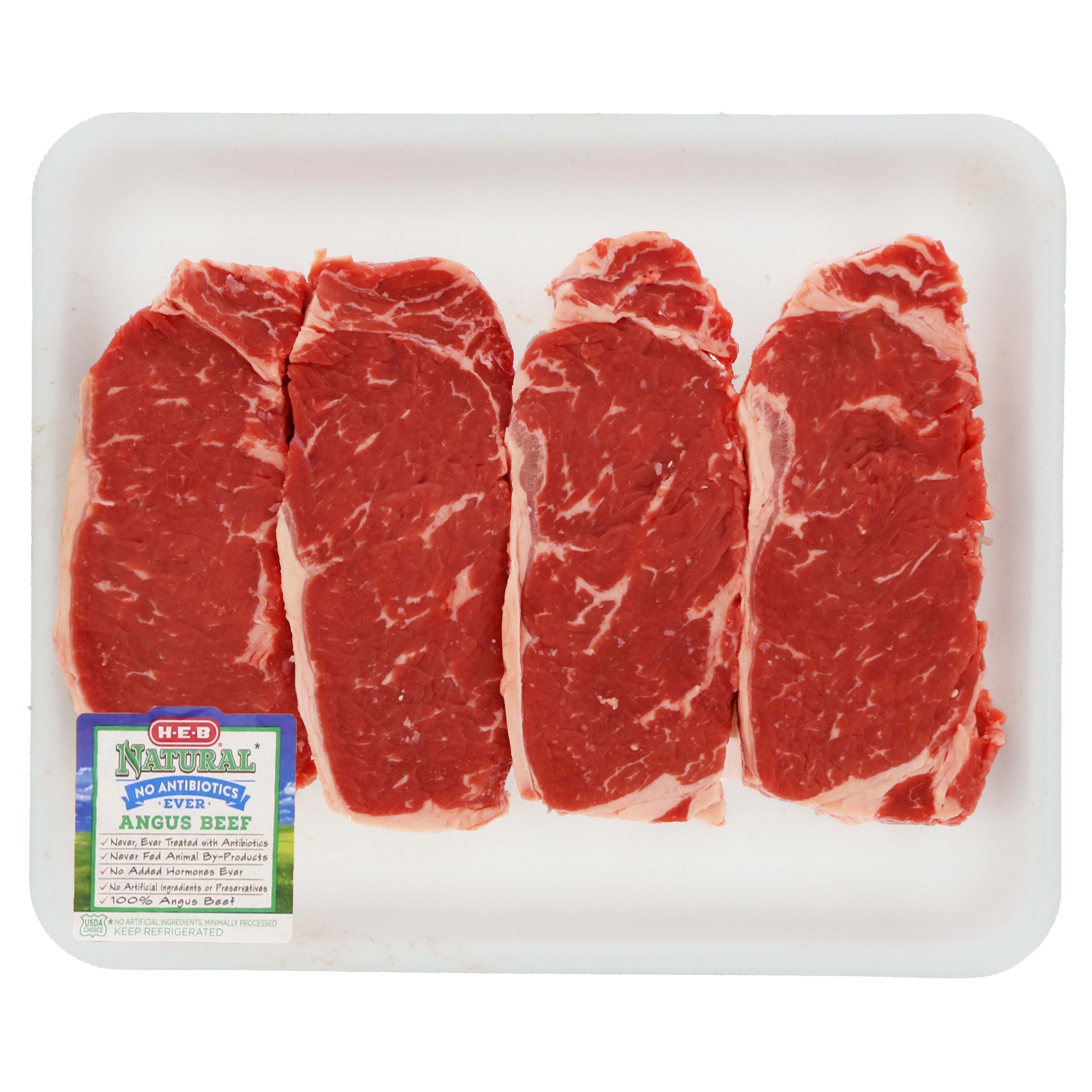 HEB Natural Beef New York Strip Steak Boneless Value Pack, USDA