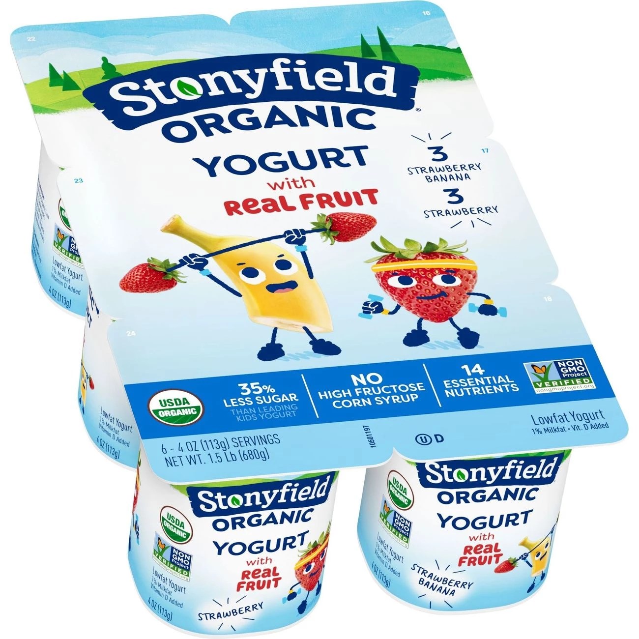 Stonyfield Organic LowFat Strawberry & Strawberry Banana Yogurt Shop