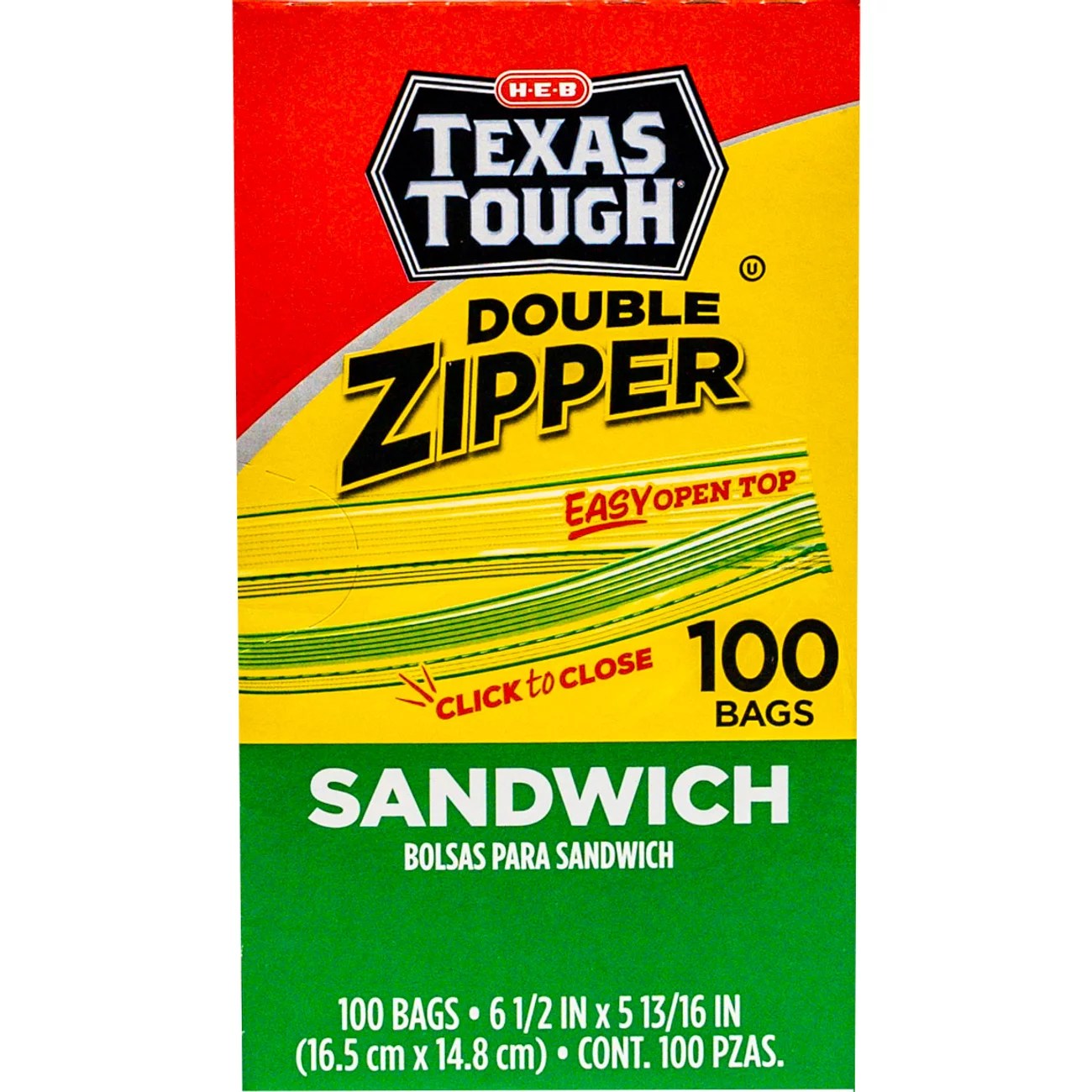 HEB Texas Tough Double Zipper Sandwich Bags Shop Storage Bags at HEB