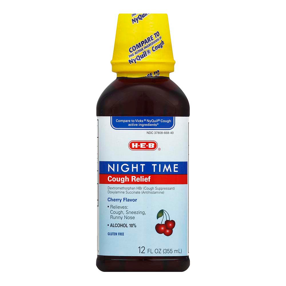 HEB Night Time Cough Relief Liquid Cherry Shop Medicines