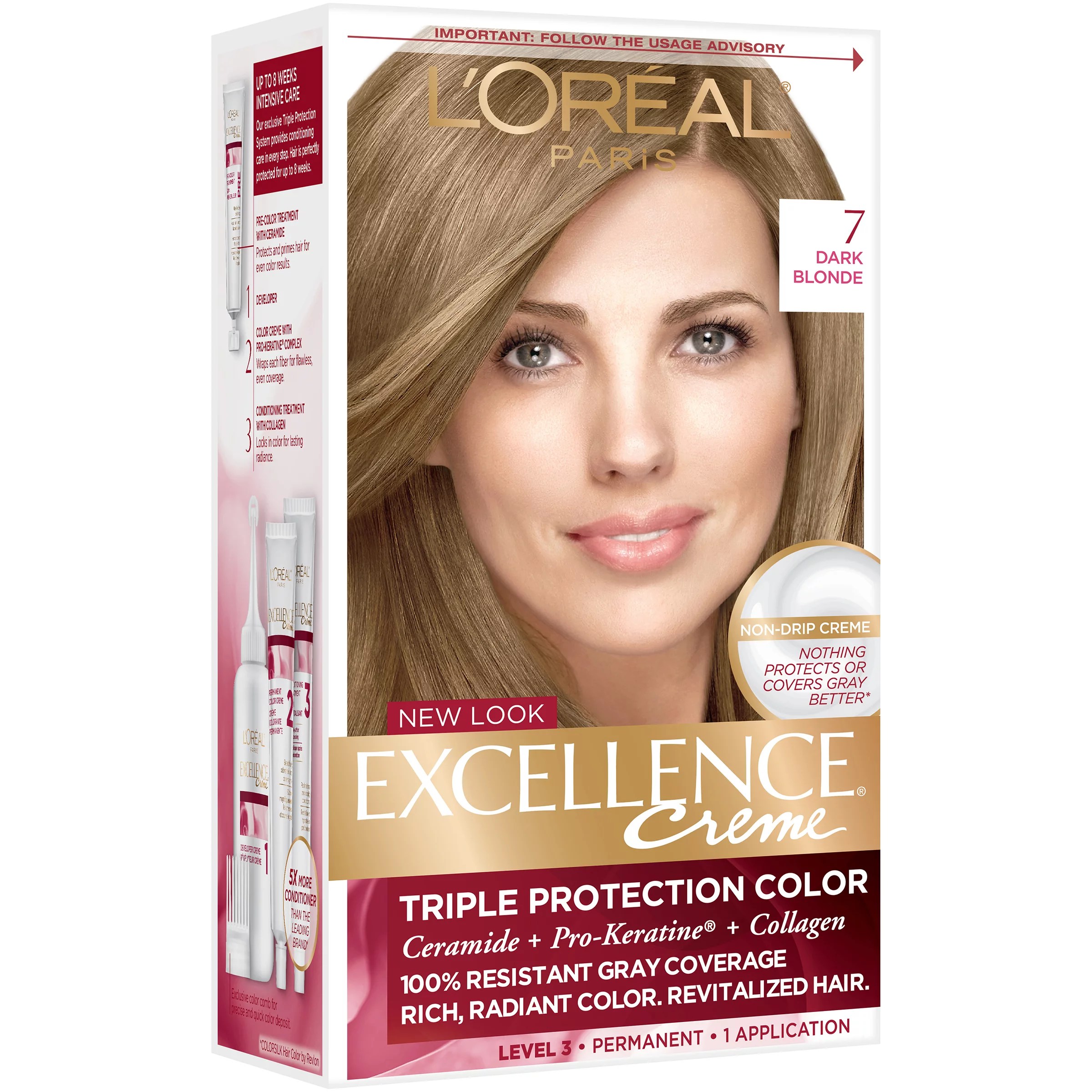 L'Oréal Paris Excellence Créme Permanent Hair Color, 7 Dark Blonde Shop Hair color at HEB