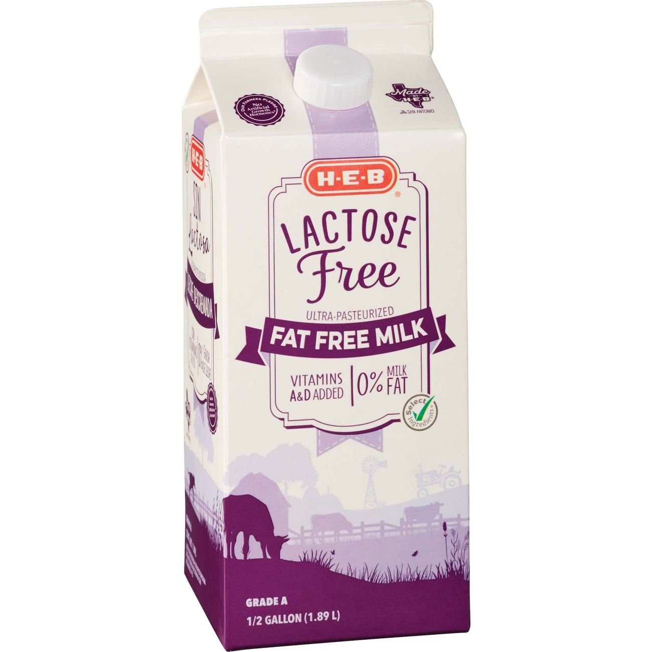 HEB Select Ingredients Lactose Free Fat Free Milk Shop Milk at HEB
