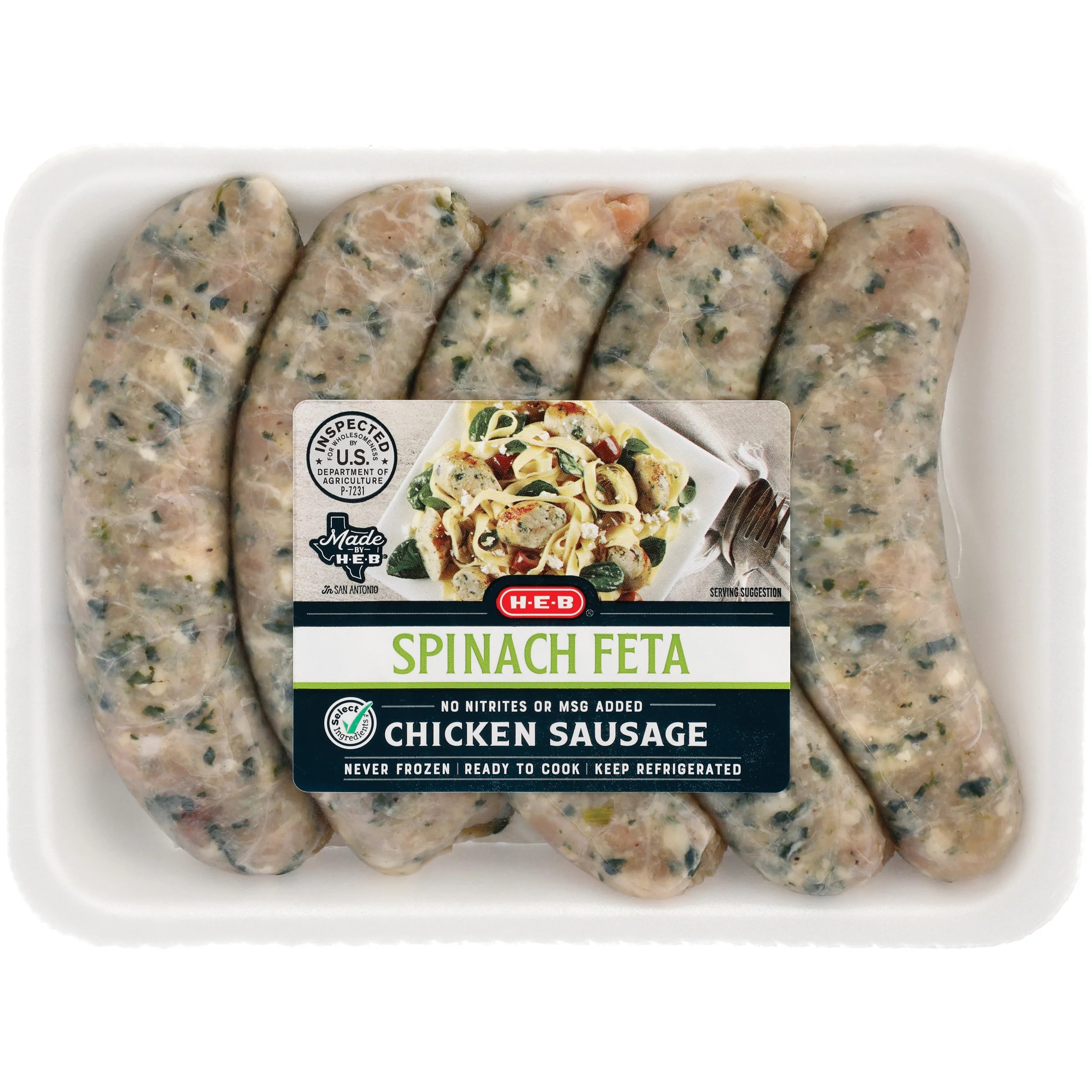 HEB Chicken Sausage with Spinach & Feta Cheese Shop Sausage at HEB
