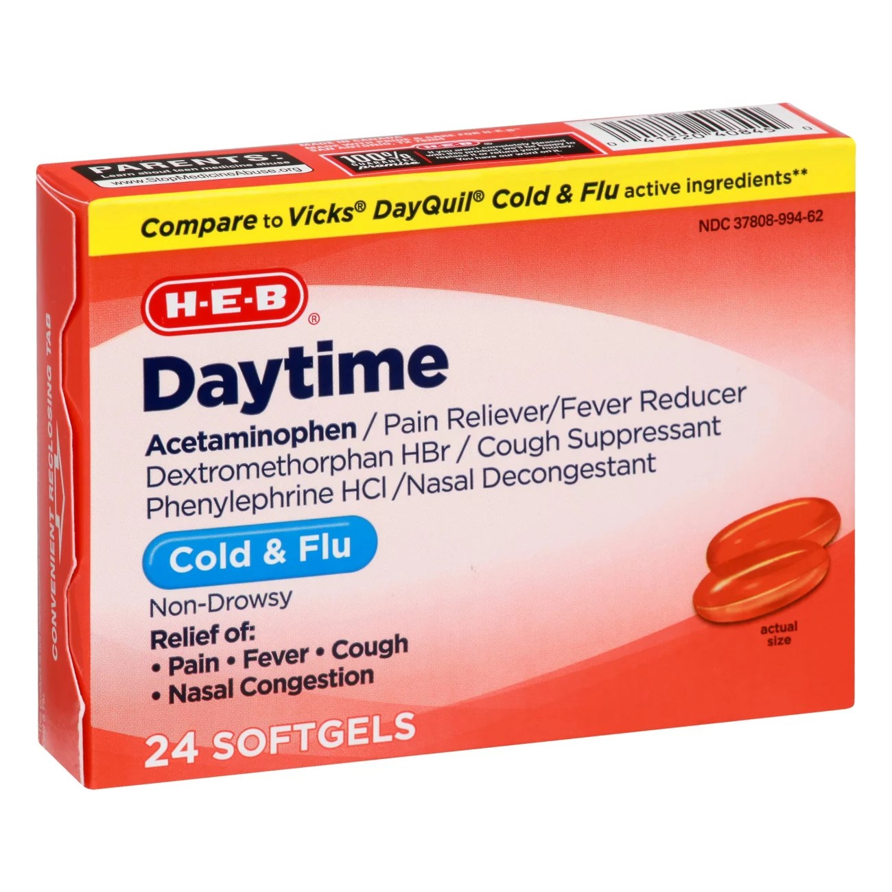 HEB Daytime Cold & Flu Softgels Shop Cough, cold & flu at HEB