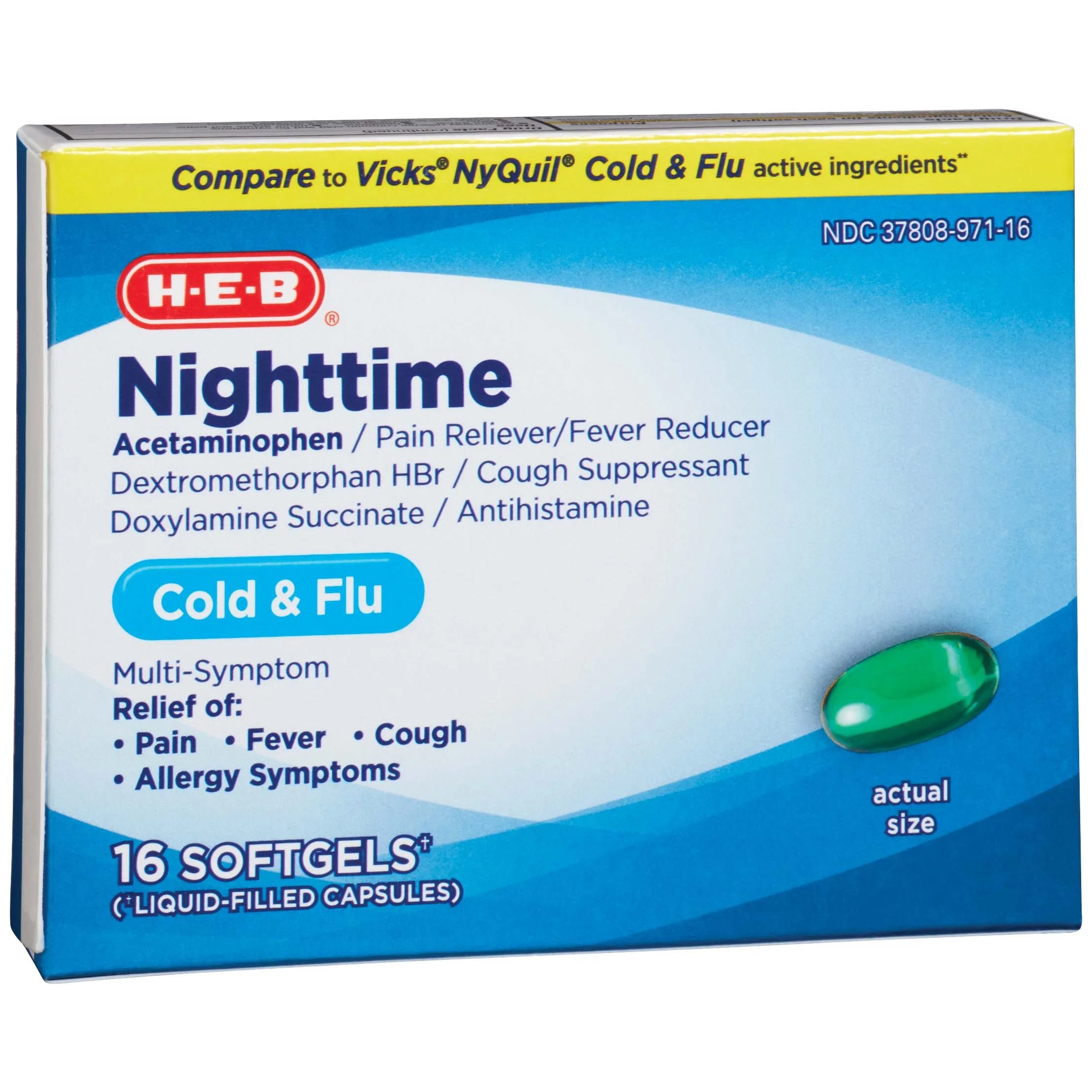 HEB Night Time Liquid Caps Cold/Flu Multisymptom Softgels Shop