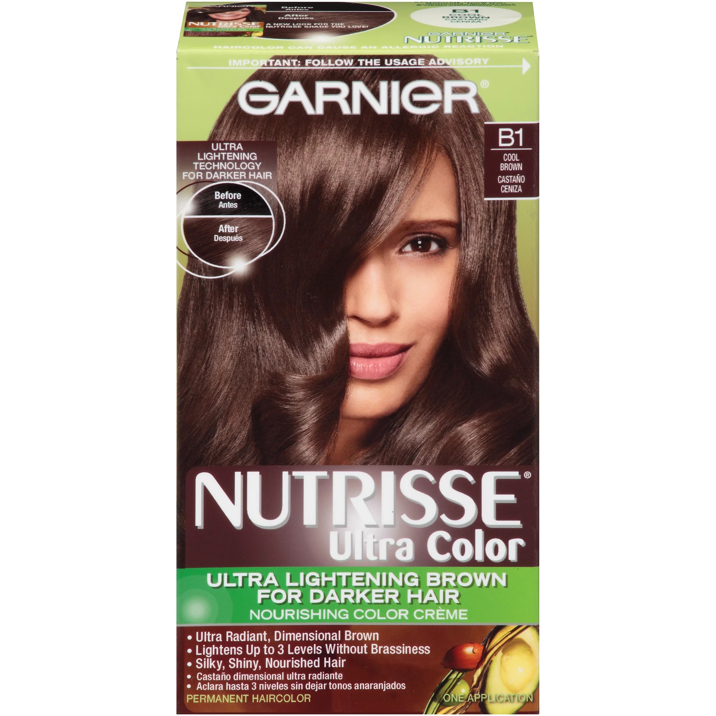 Garnier Nutrisse Ultra Color Hair Color B1 Cool Brown, Iced Macchiato