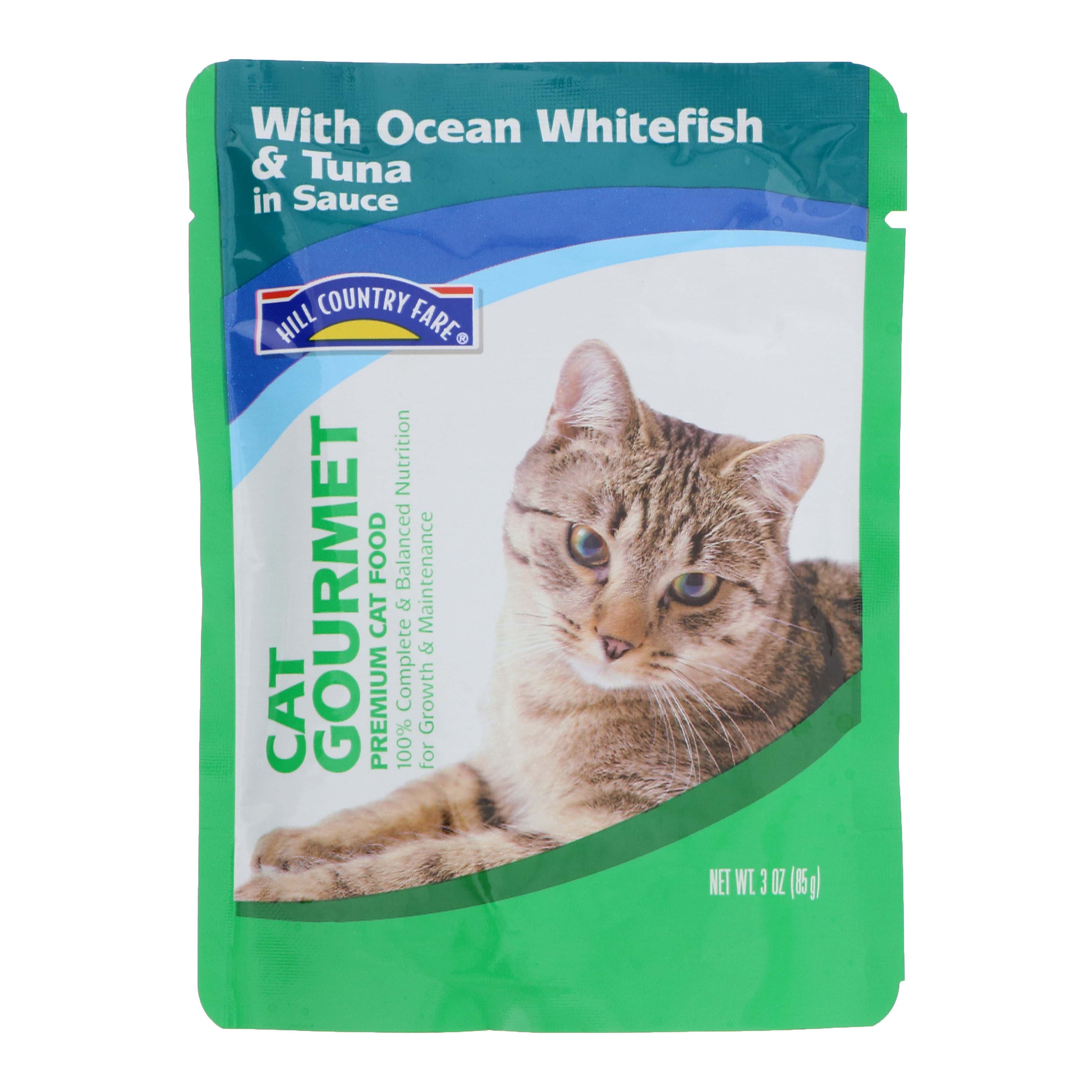Hill Country Fare Cat Gourmet Premium Cat Food with Ocean Whitefish & Tuna in Sauce Shop Cats