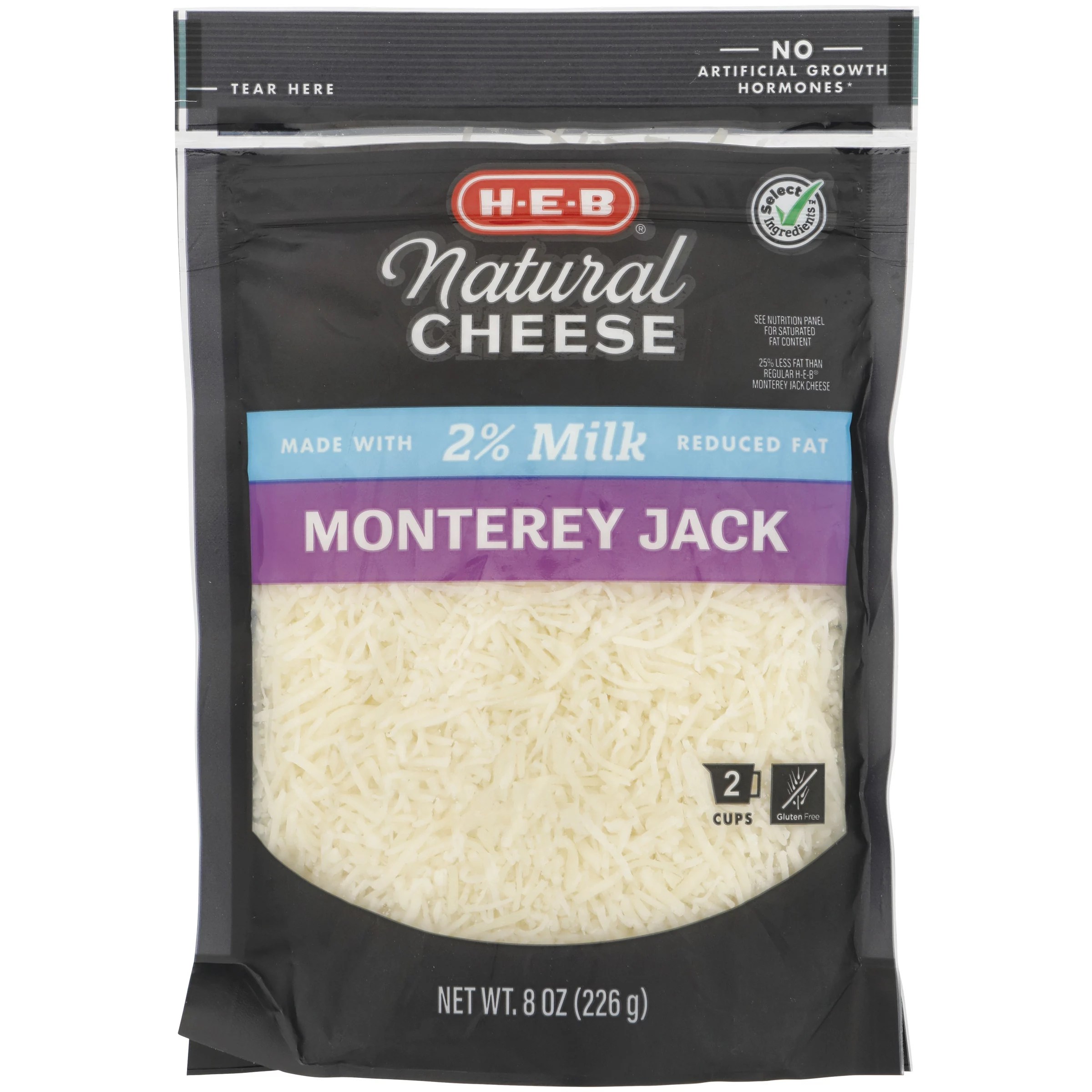 HEB Select Ingredients Reduced Fat Monterey Jack Cheese, Shredded