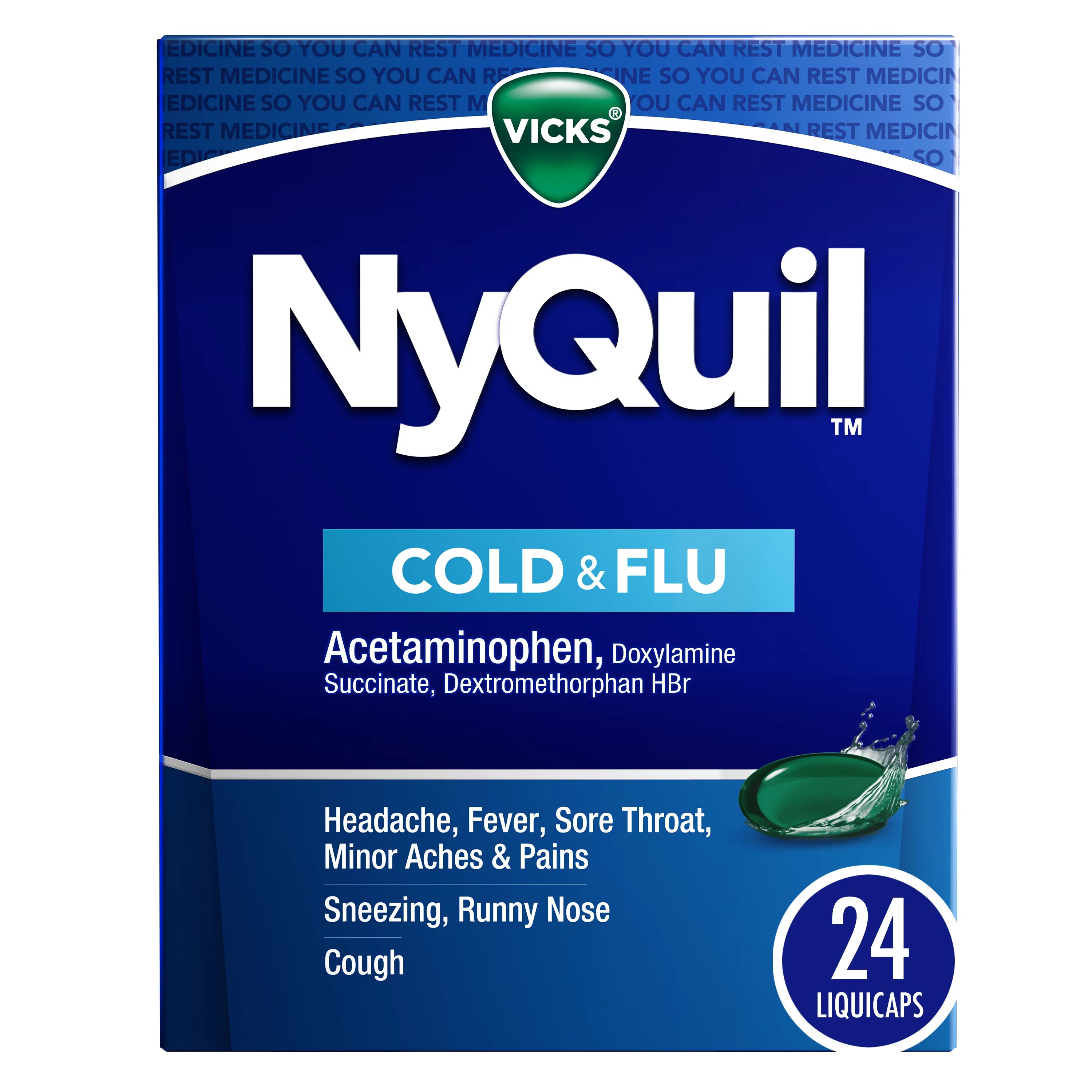 Vicks NyQuil Cold & Flu Nighttime Relief LiquiCaps Shop Medicines