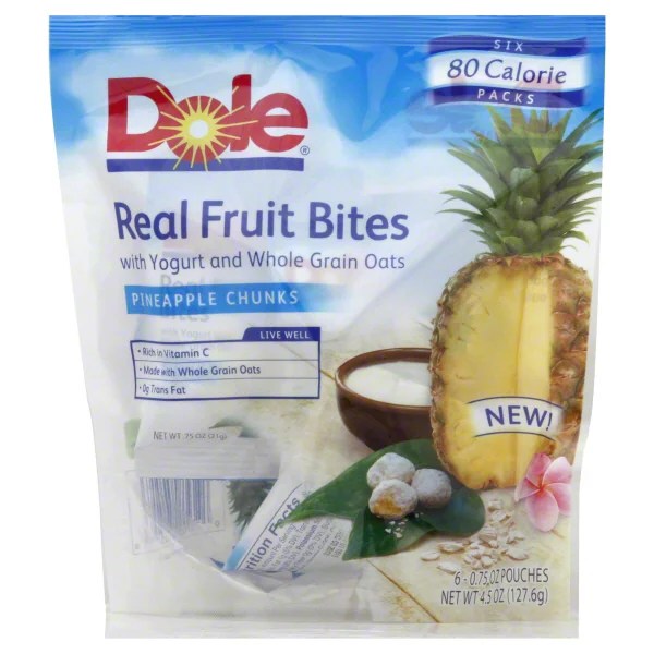 Dole Real Fruit Bites Pineapple Chunks With Yogurt and Whole Grain Oats