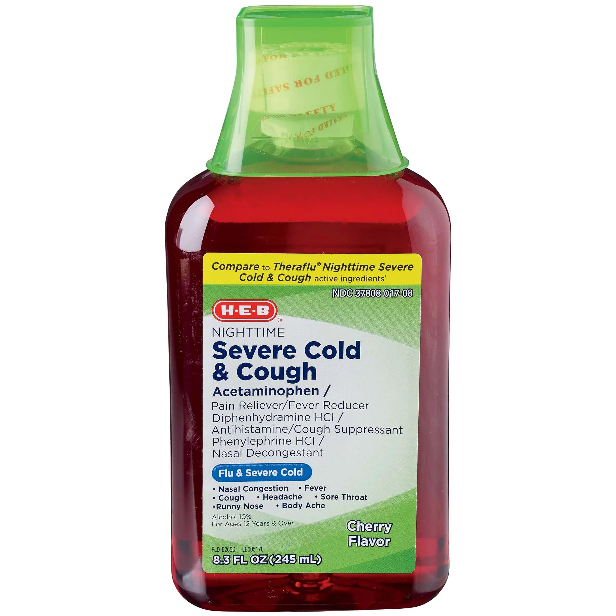 HEB Nighttime Severe Cold & Cough Relief Cherry Flavor Shop Cough