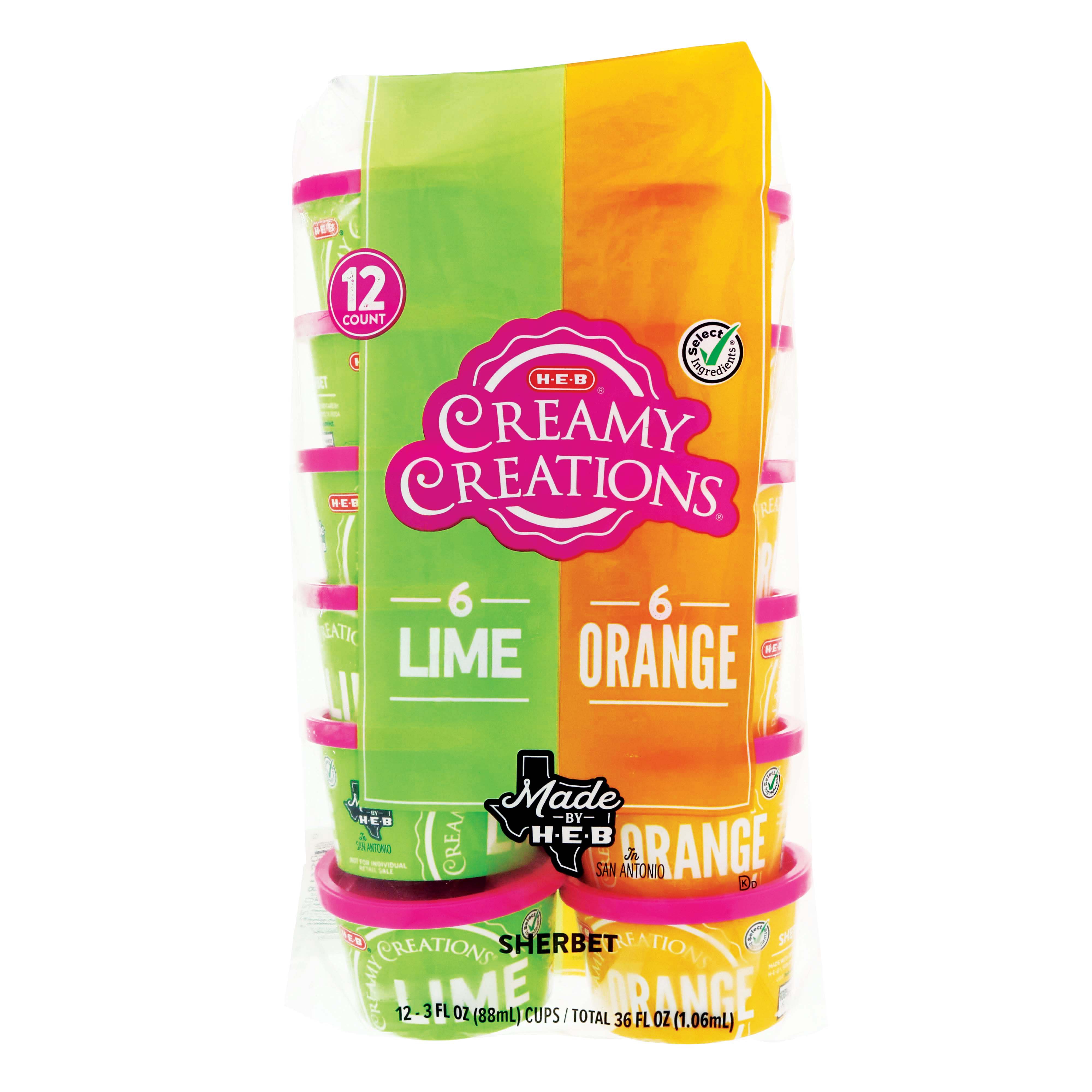 HEB Select Ingredients Creamy Creations Sherbet Assorted Flavors 3 oz Cups Shop Ice Cream