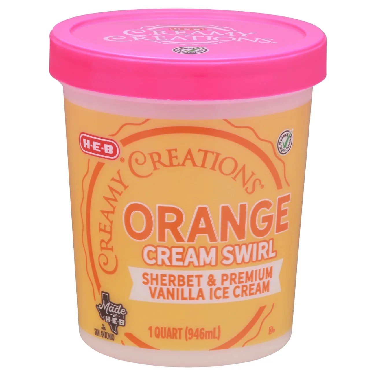 HEB Select Ingredients Creamy Creations Orange Swirl Cream Sherbet