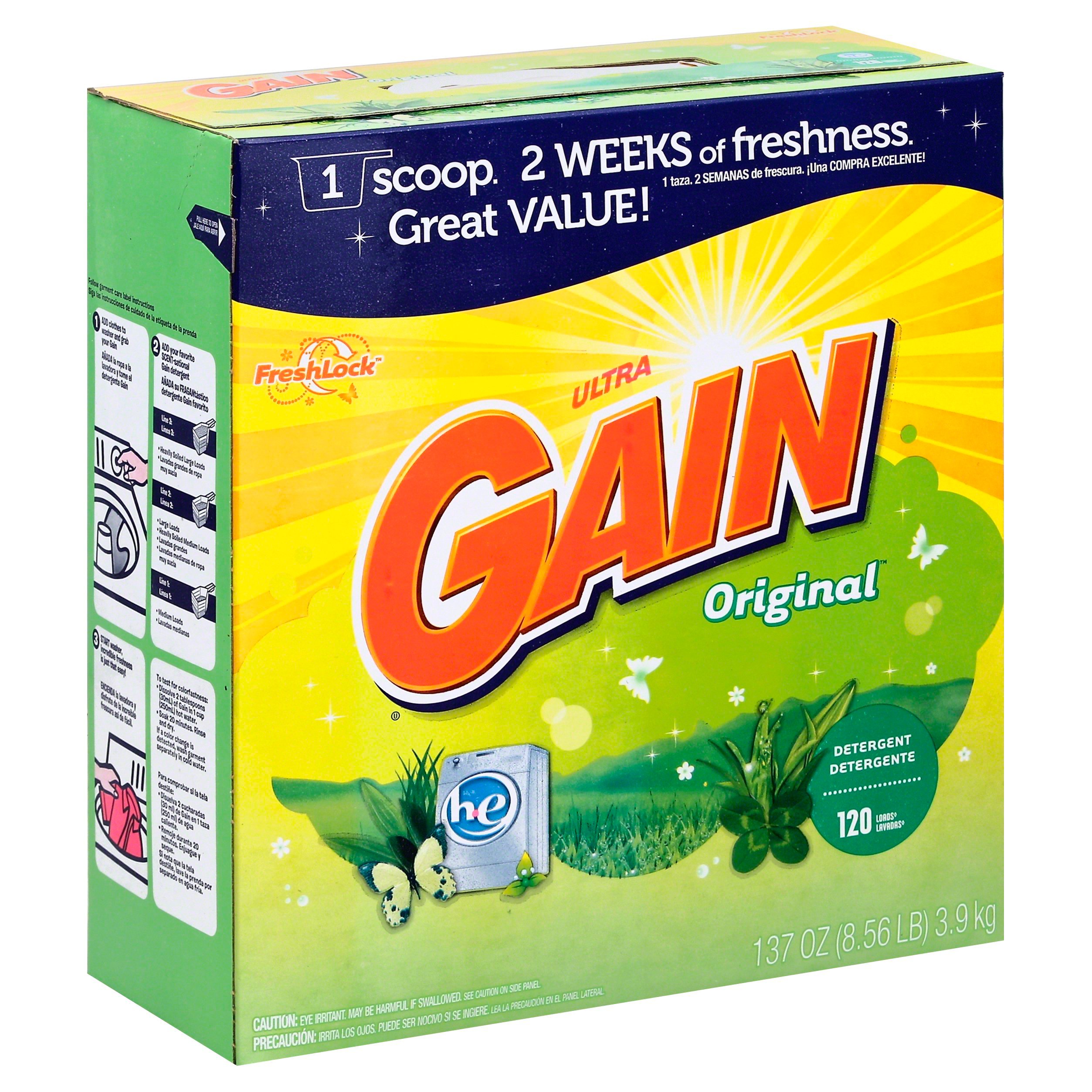 Gain Original Scent HE Powder Laundry Detergent 120 Loads Shop