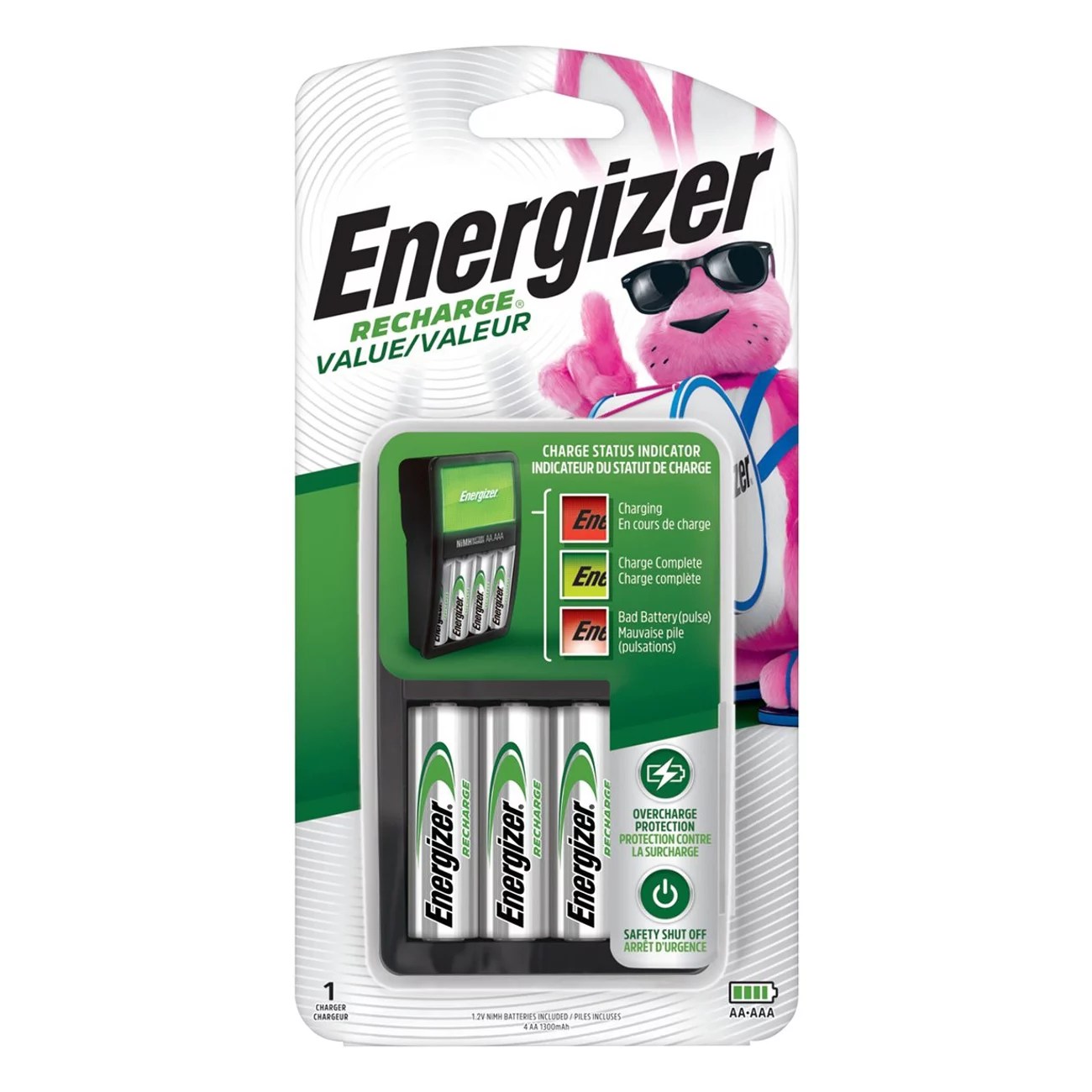 Energizer Recharge Value Charger for NiMH Rechargeable AA/AAA Batteries