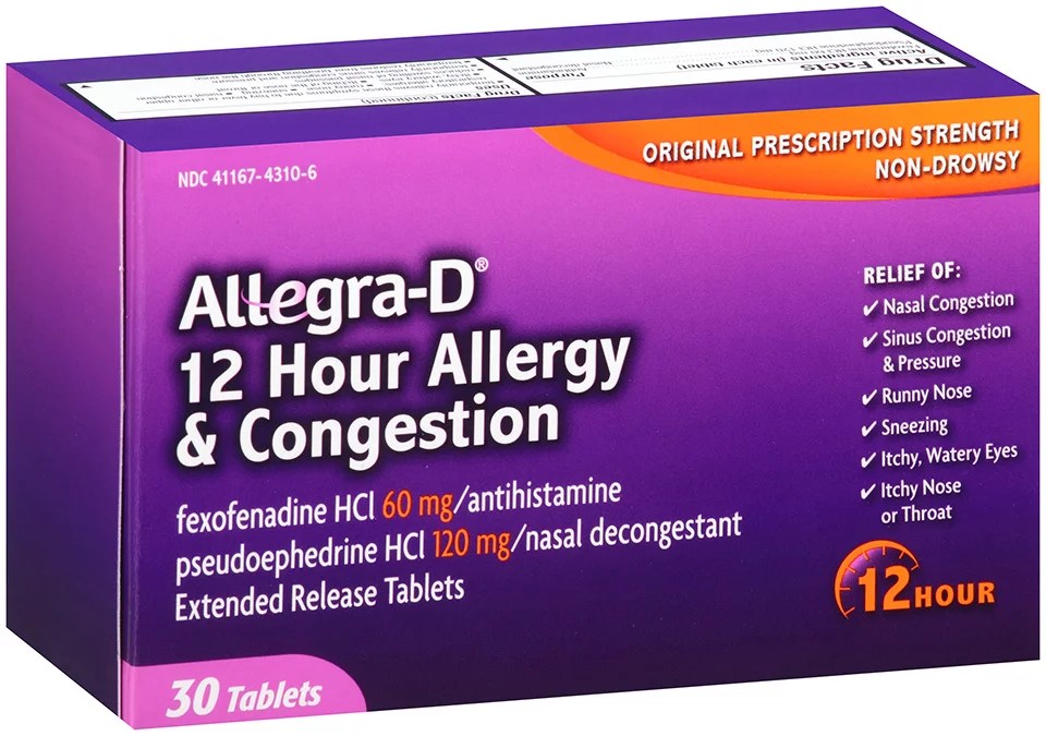 Allegra D 12 Hour Original Prescription Strength Fexofenadine HCI 60