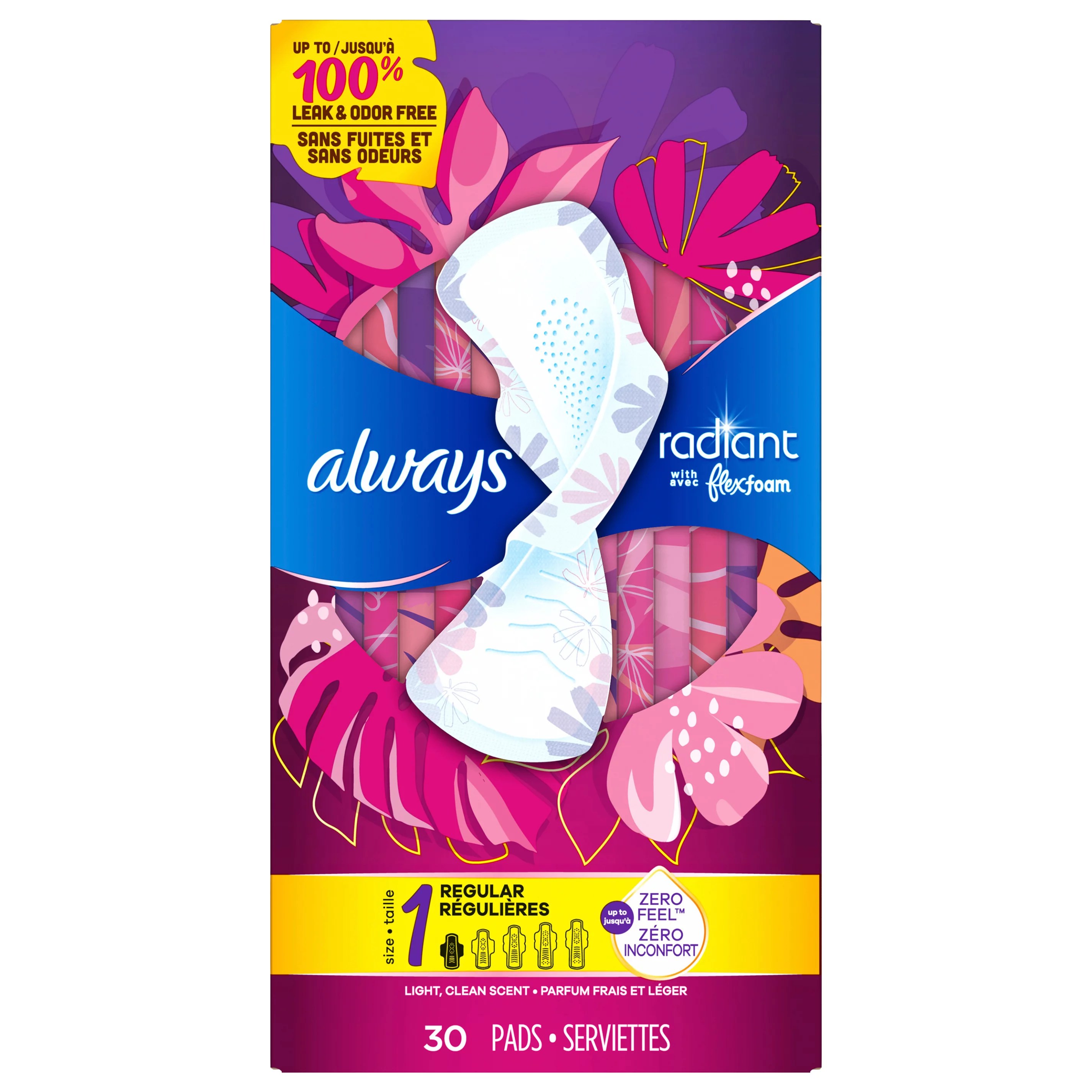 Always Radiant Flexfoam Pads For Women Size 1 Regular Shop Pads