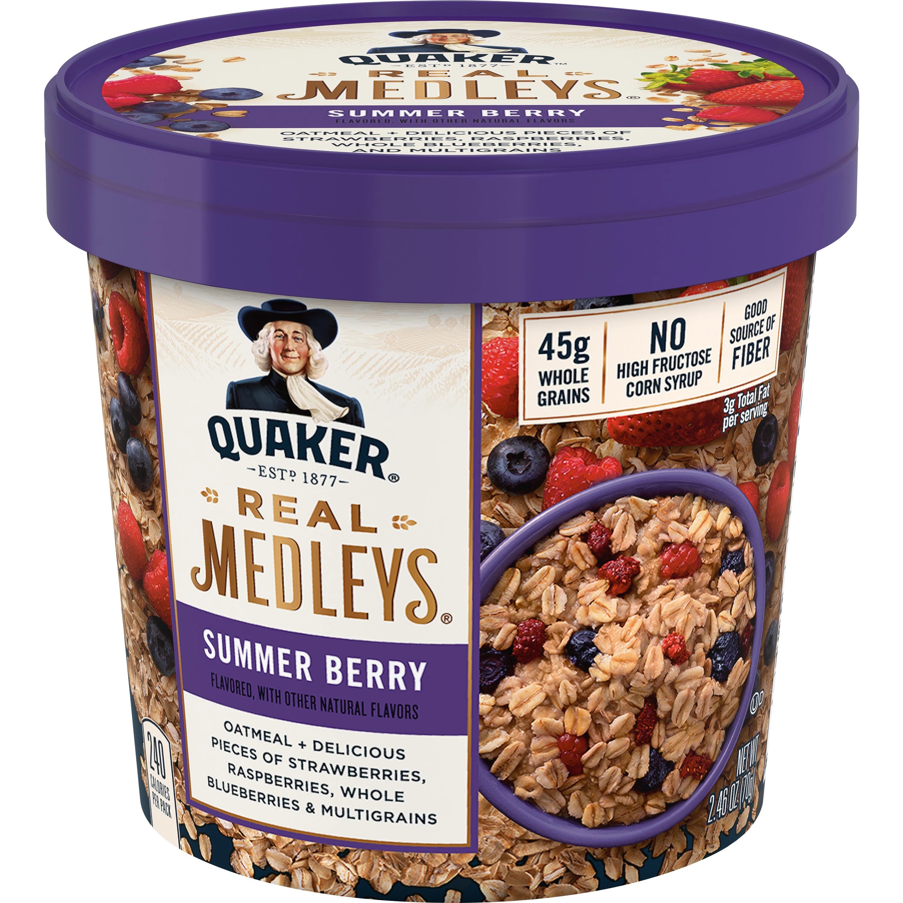Quaker Real Medleys Summer Berry Oatmeal+ Cup Shop Oatmeal & Hot
