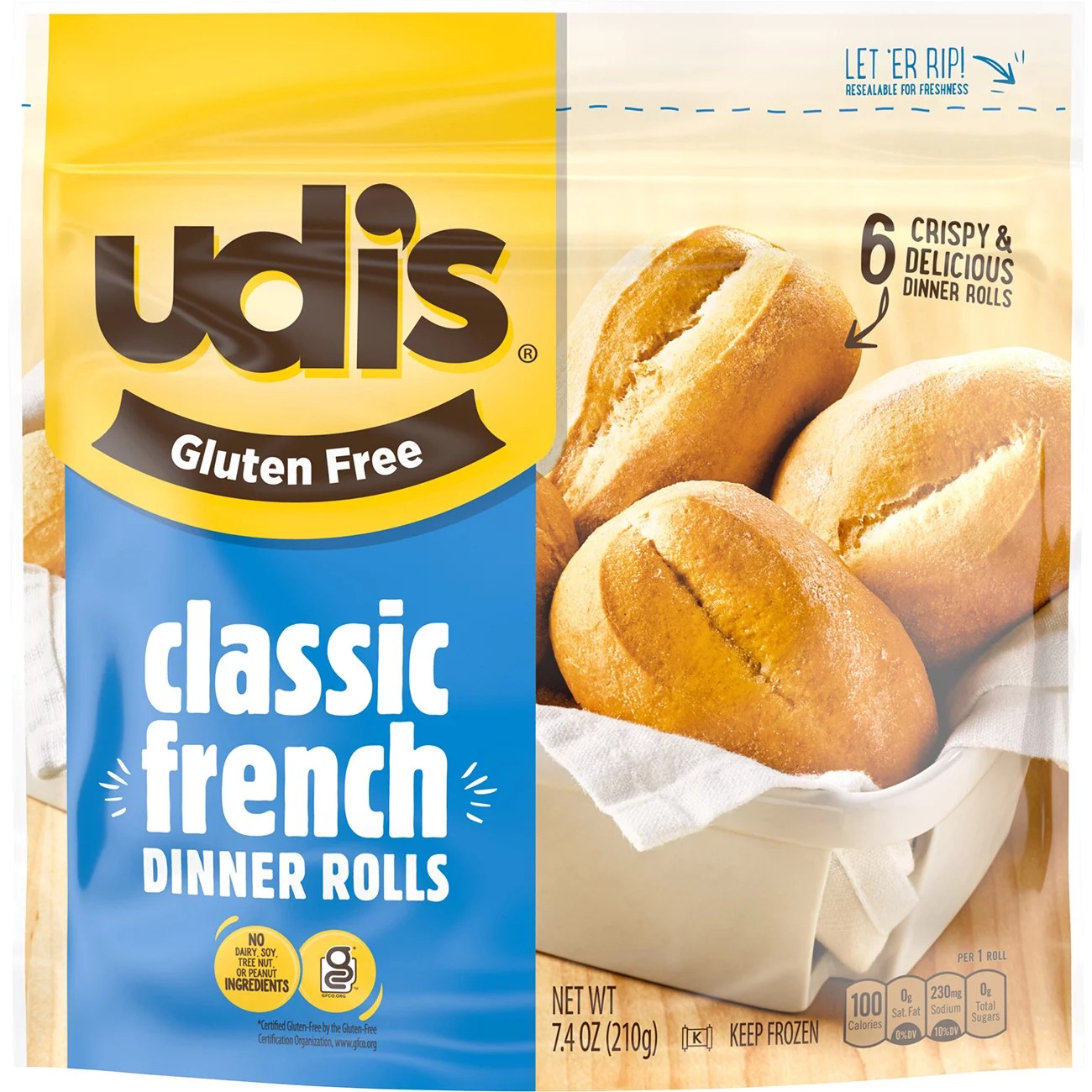 Udi's Gluten Free Classic French Dinner Rolls Shop Bread & Baked