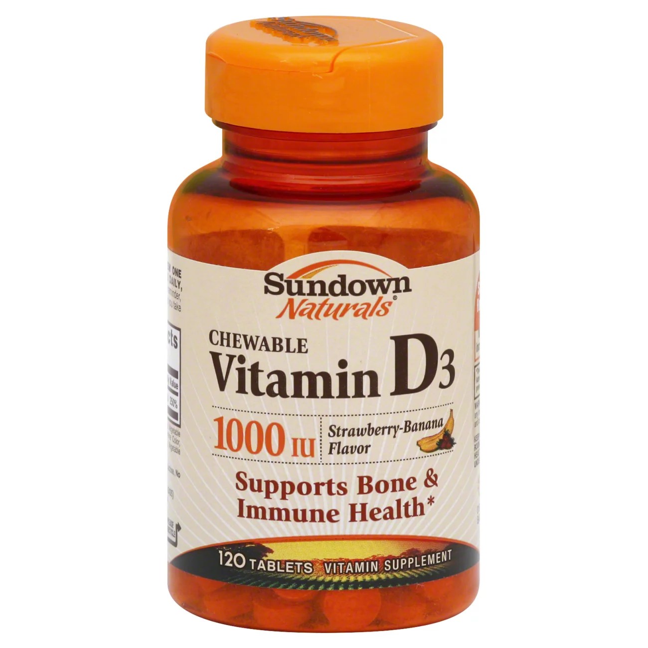 Sundown Naturals Vitamin D3 1000 IU StrawberryBanana Flavor Chewable