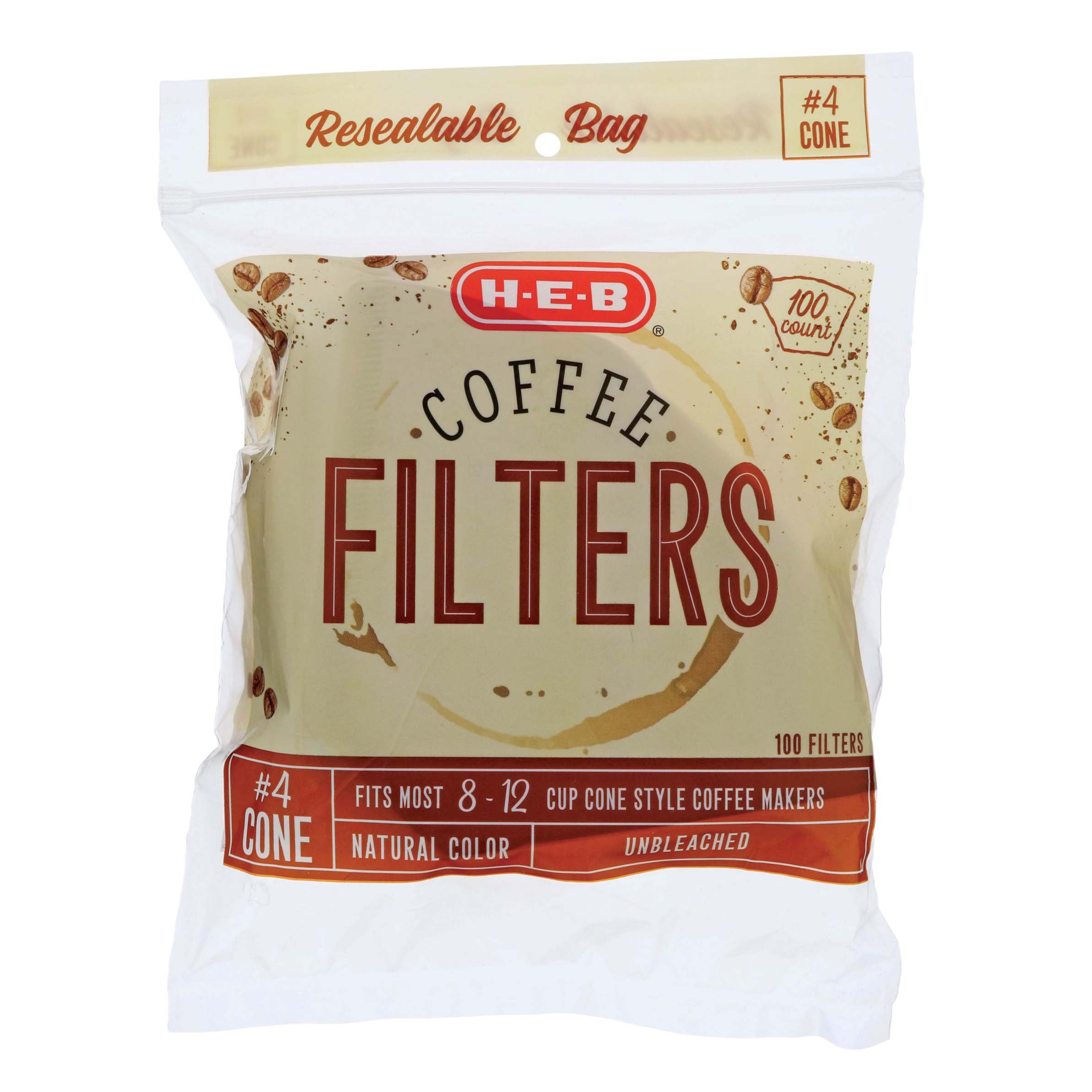 HEB Cone Coffee Filters No. 4, White Shop Coffee Filters at HEB