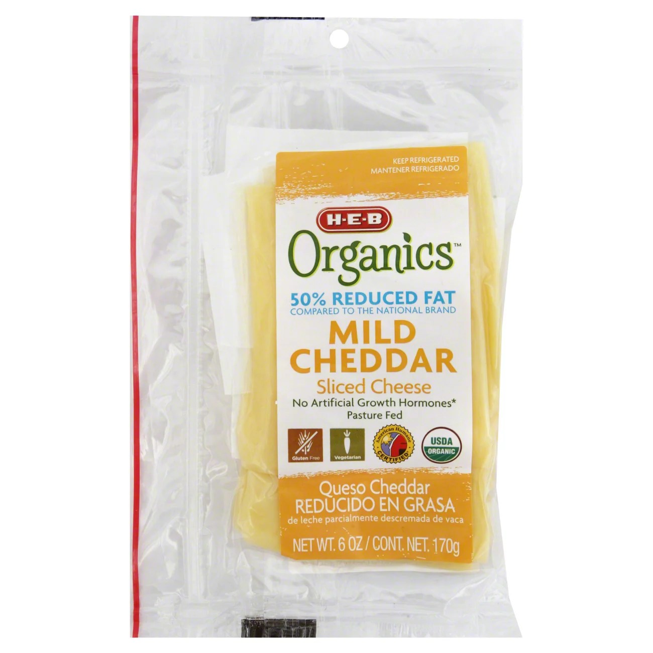 HEB Organics Reduced Fat Mild Cheddar Cheese, Slices Shop Cheese at