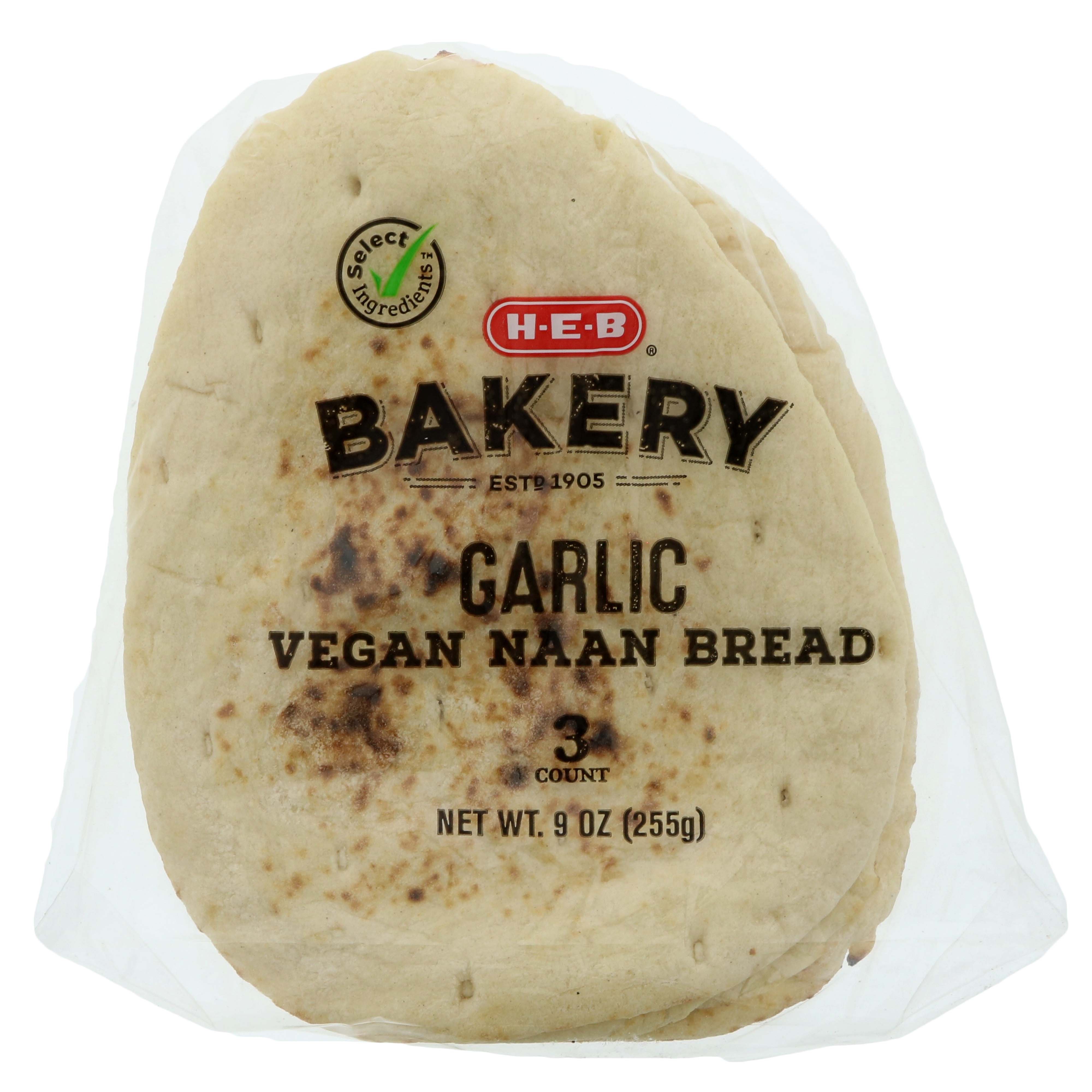 HEB Select Ingredients Garlic Vegan Naan Bread Shop Bread at HEB