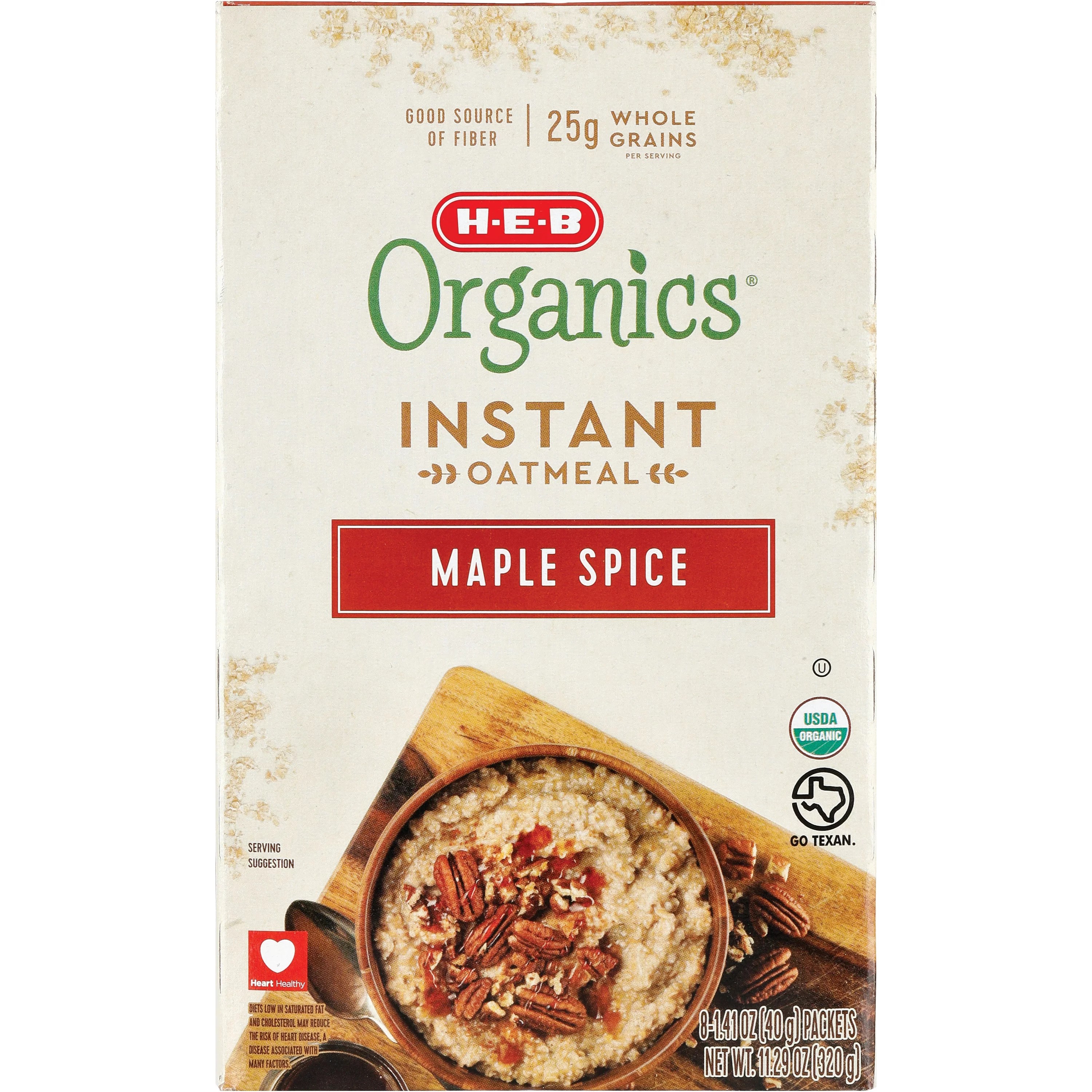 HEB Organics Maple Spice Instant Oatmeal Shop Cereal & Breakfast at