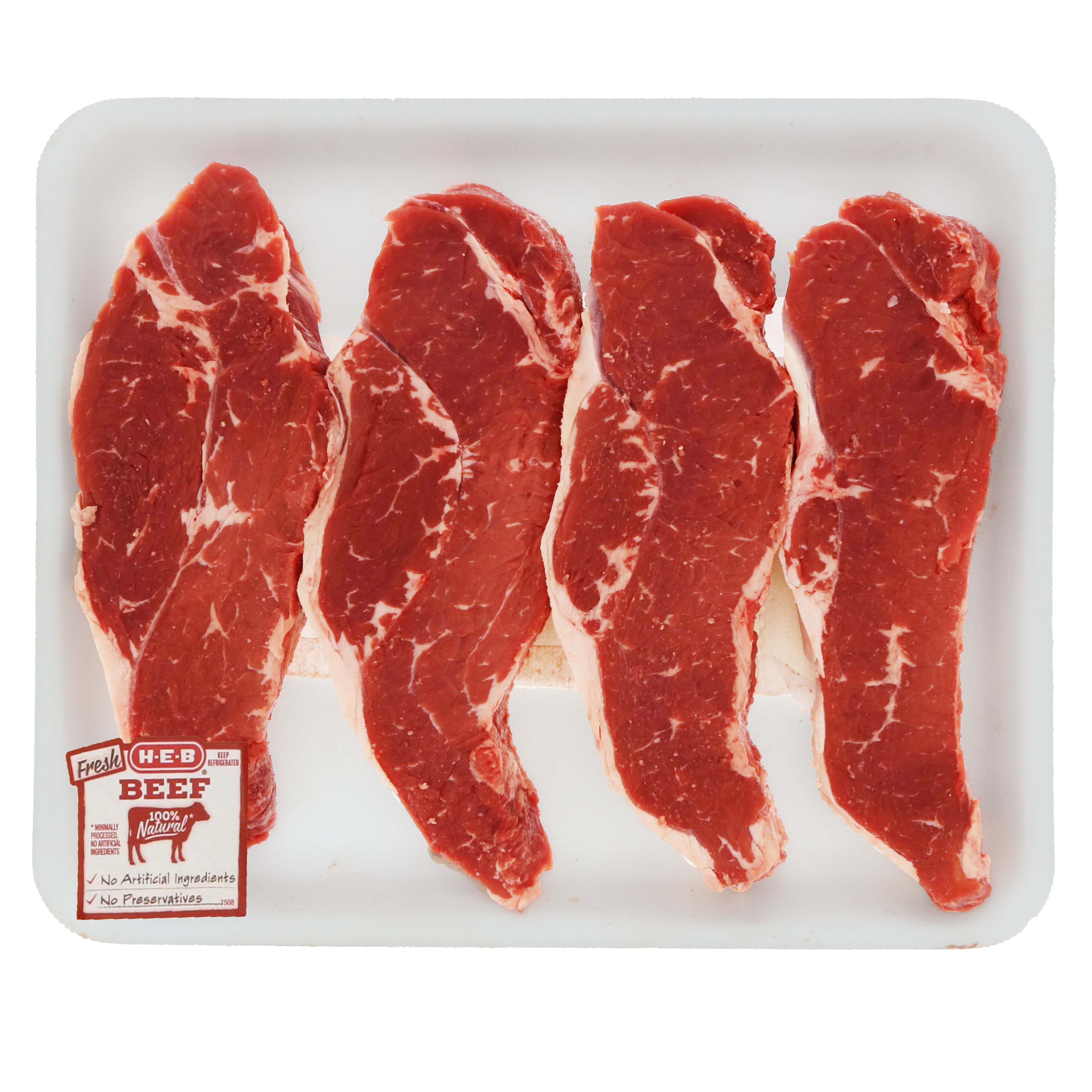 HEB Beef New York Strip Steak First Cut Boneless Value Pack USDA