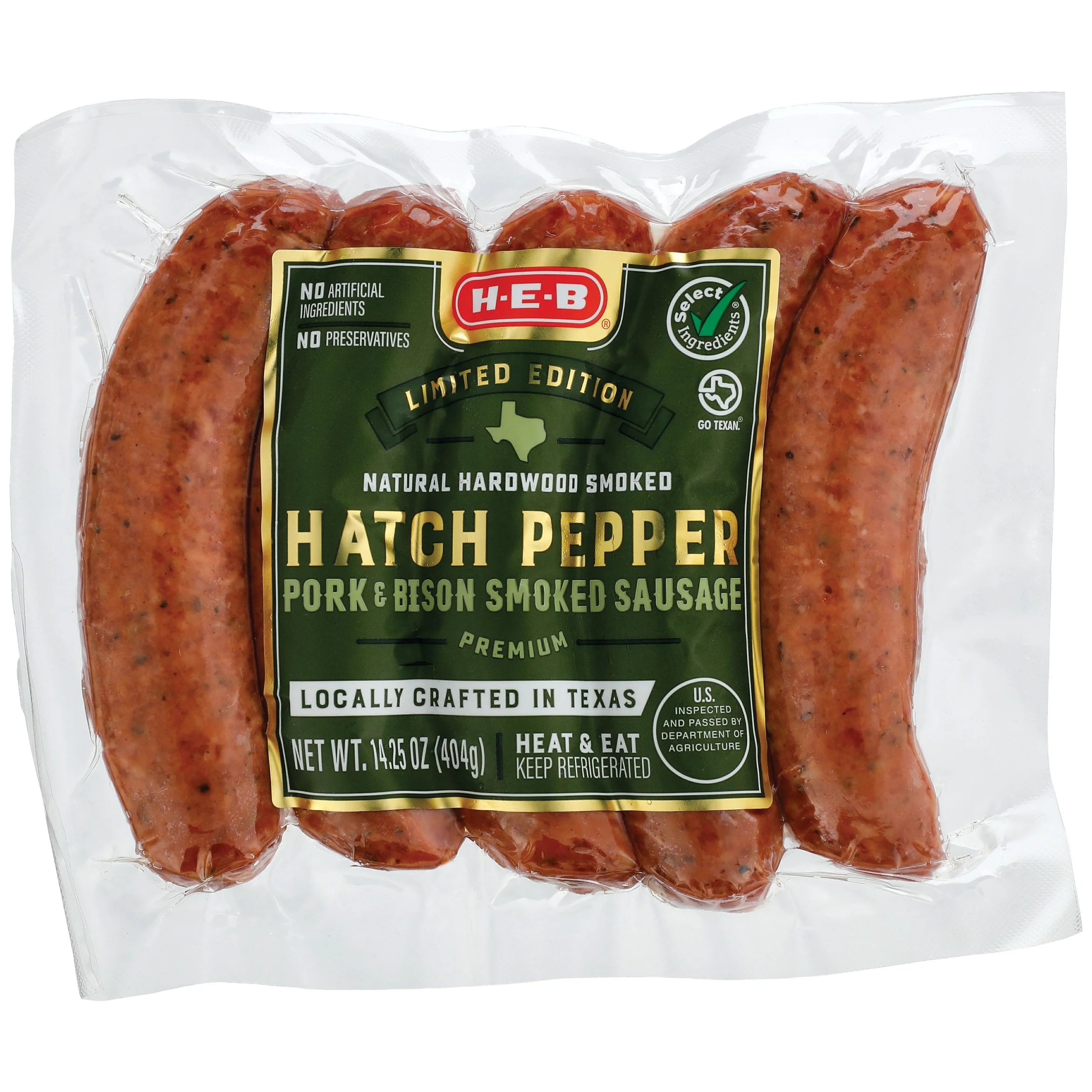 HEB Pork and Bison Hatch Chile Smoked Sausage Shop Meat at HEB