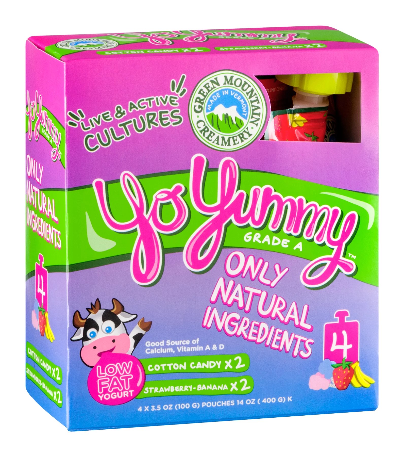 Yo Yummy Cotton Candy/ Strawberry Banana Yogurt Pouch Shop Yogurt at