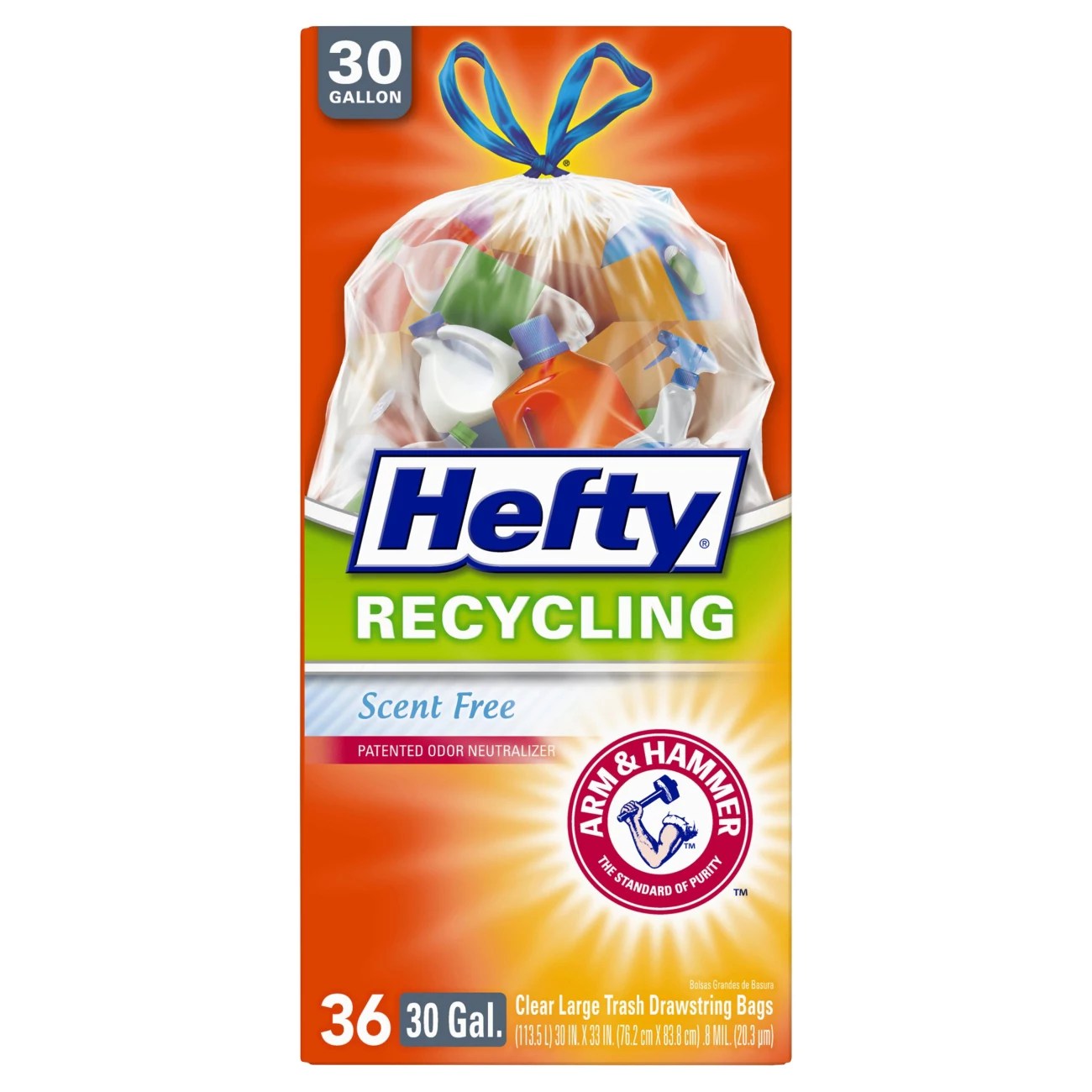 Hefty Recycling Clear Scent Free Large 30 Gallon Drawstring Bags Shop Trash Bags at HEB