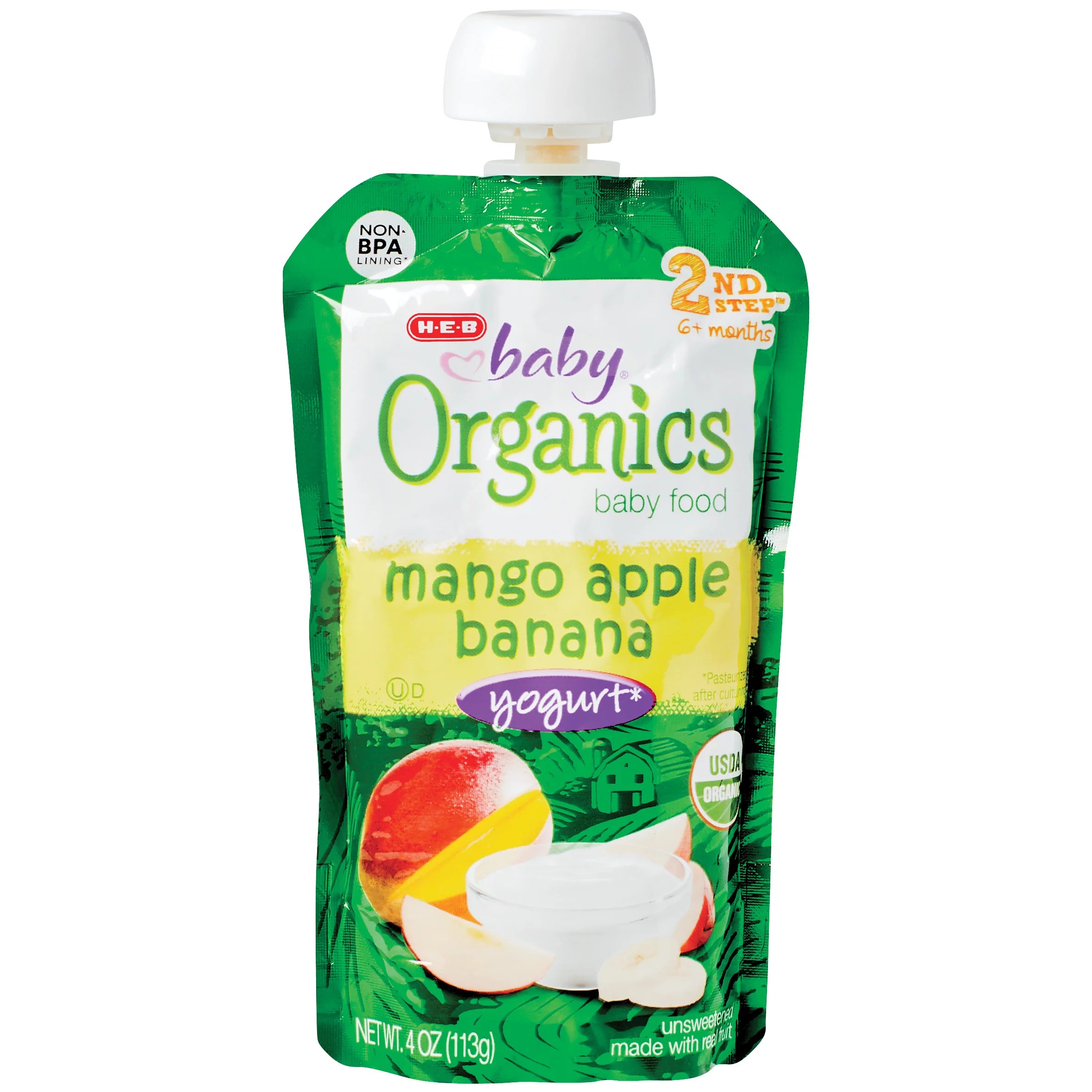 HEB Baby Organics Mango Apple Banana Yogurt Pouch Shop Baby Food at HEB