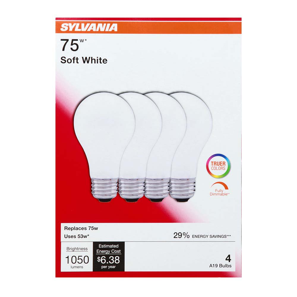 Sylvania 75 Watt A19 Frosted Soft White Halogen Light Bulbs Shop