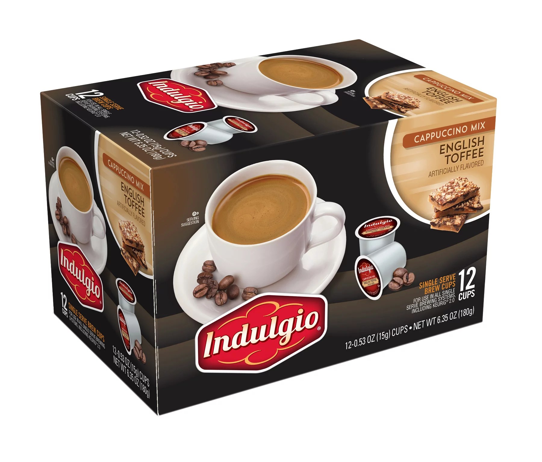 Indulgio English Toffee Cappuccino Single Serve Cups Shop Coffee at HEB