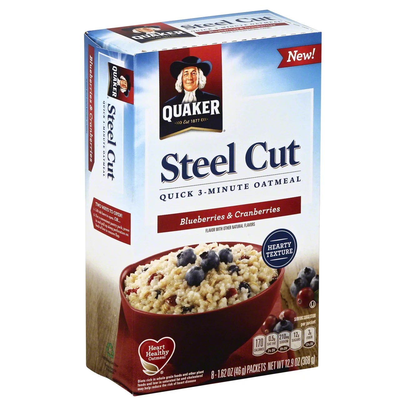 Quaker Steel Cut Quick 3 Minute Blueberry Cranberry Oatmeal Shop