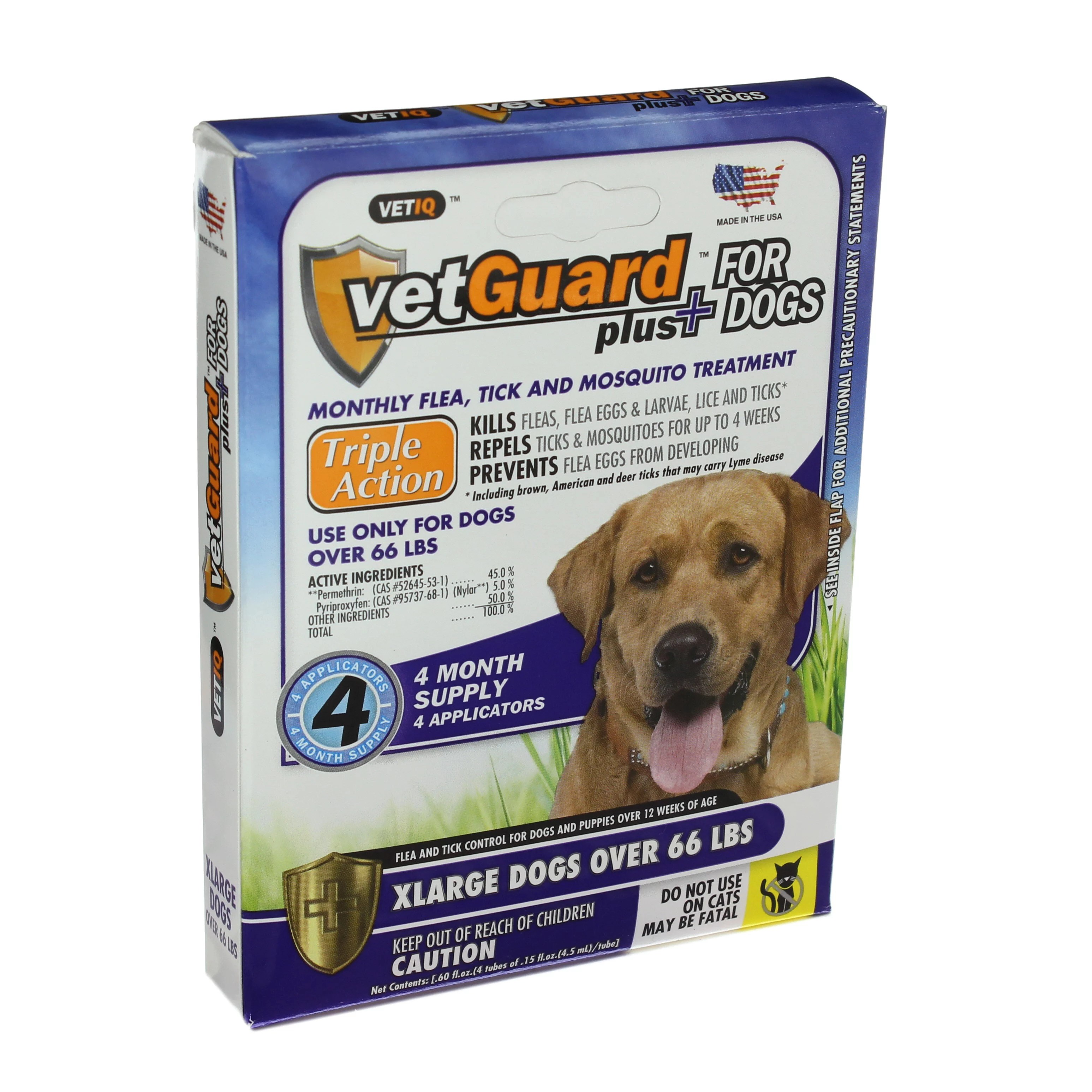 VetGaurd Plus Flea & Tick Treatment for Xlarge Dogs (66