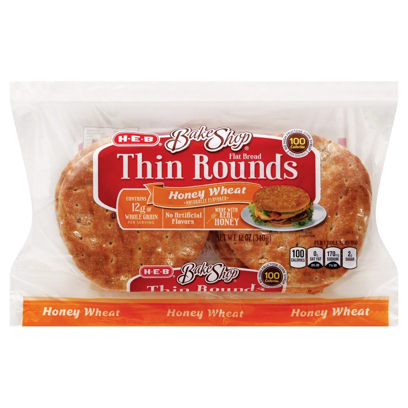 HEB Bake Shop Honey Wheat Thin Style Rounds Shop Bread at HEB