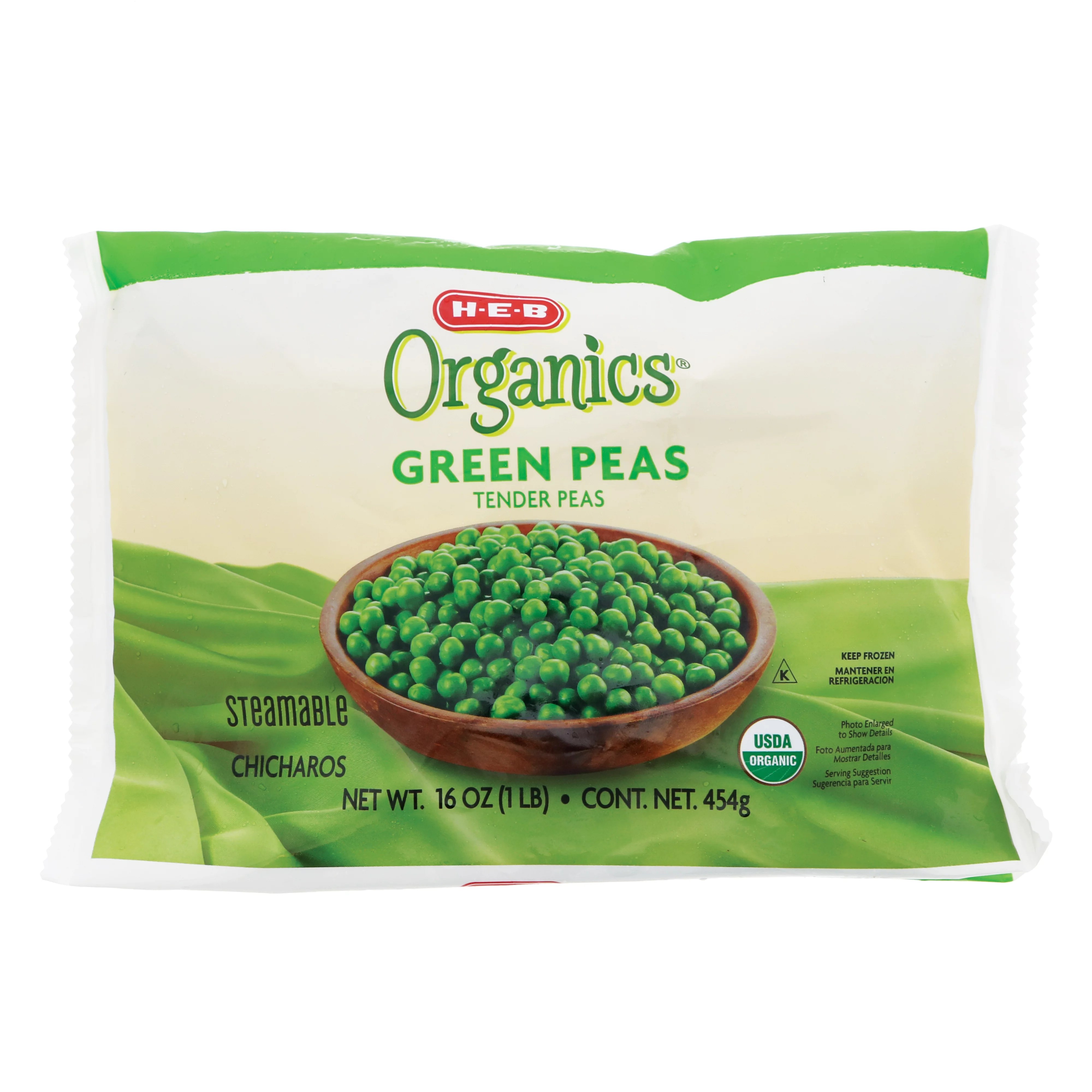 HEB Organics Steamable Green Tender Peas Shop Beans & Peas at HEB