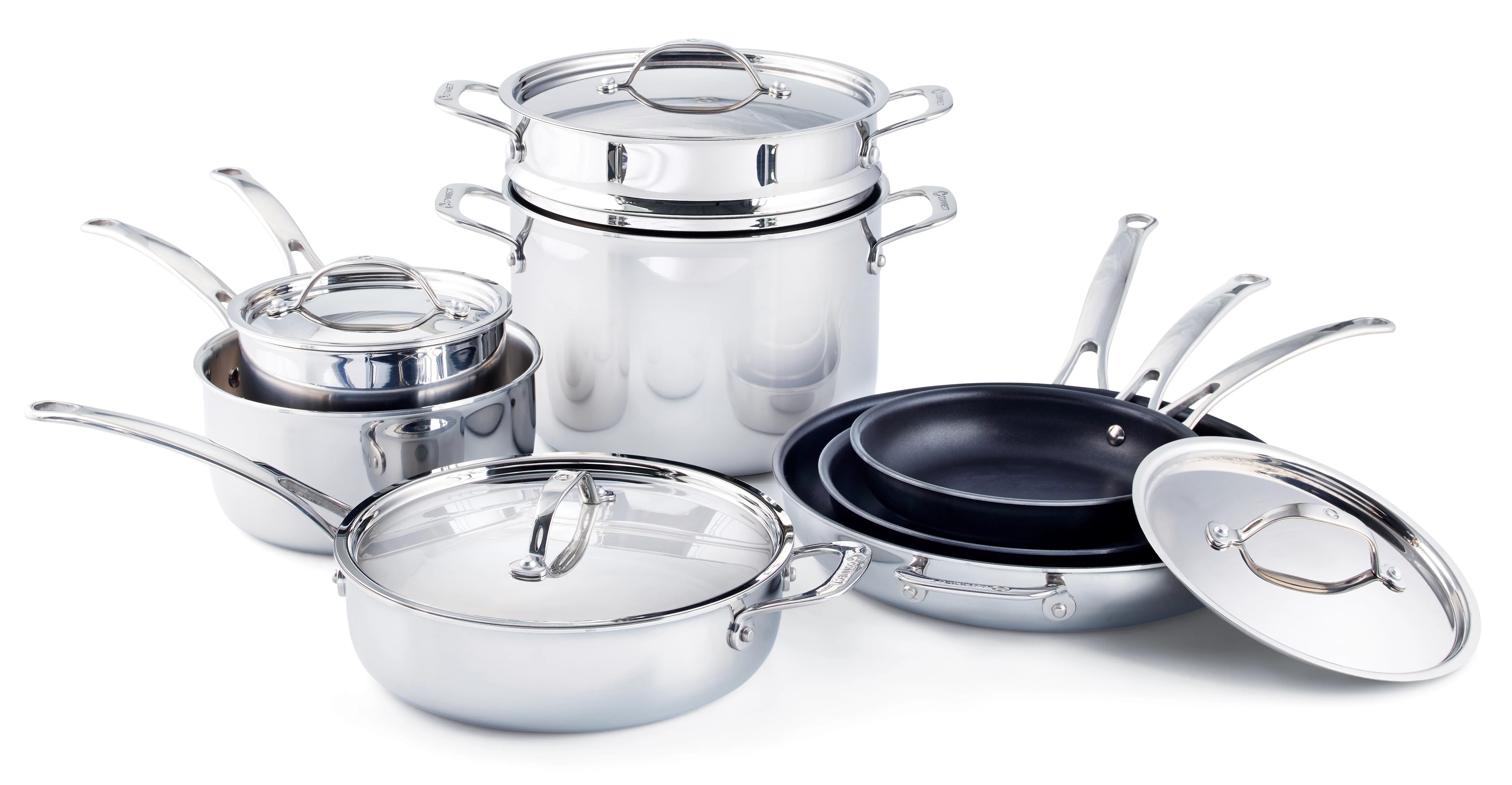 HEB Connect Stainless Steel TriPly Cookware Set with NonStick Fry