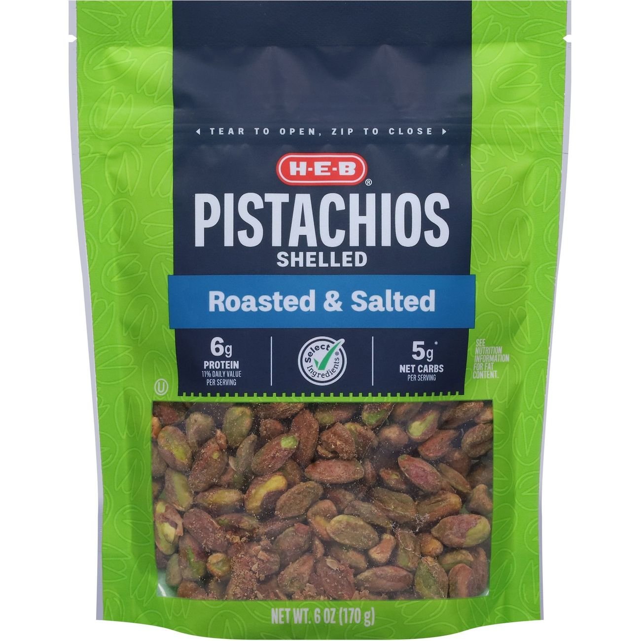 HEB Select Ingredients Dry Roasted with Sea Salt Shelled Pistachios