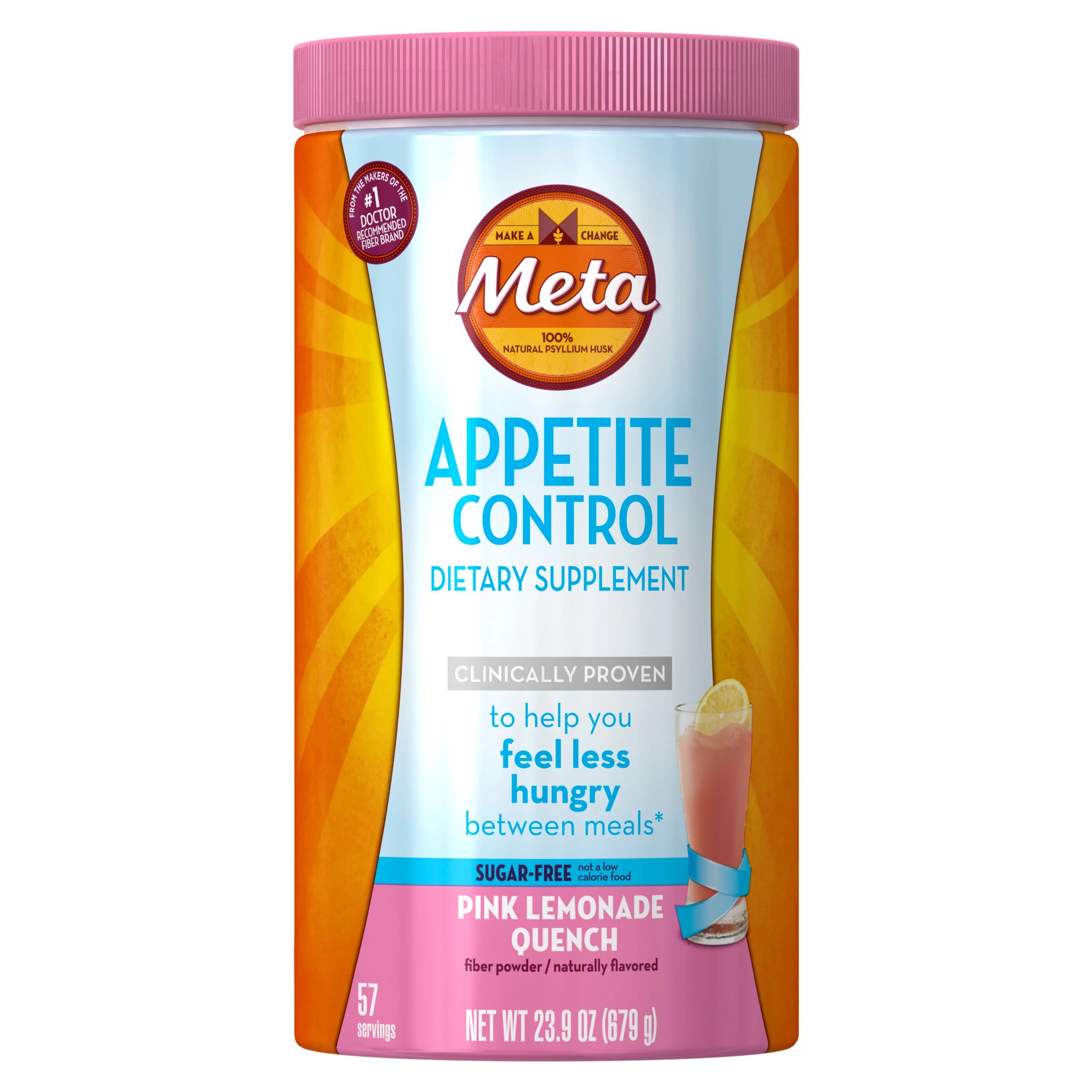 Metamucil Appetite Control Dietary Supplement SugarFree Pink Lemonade