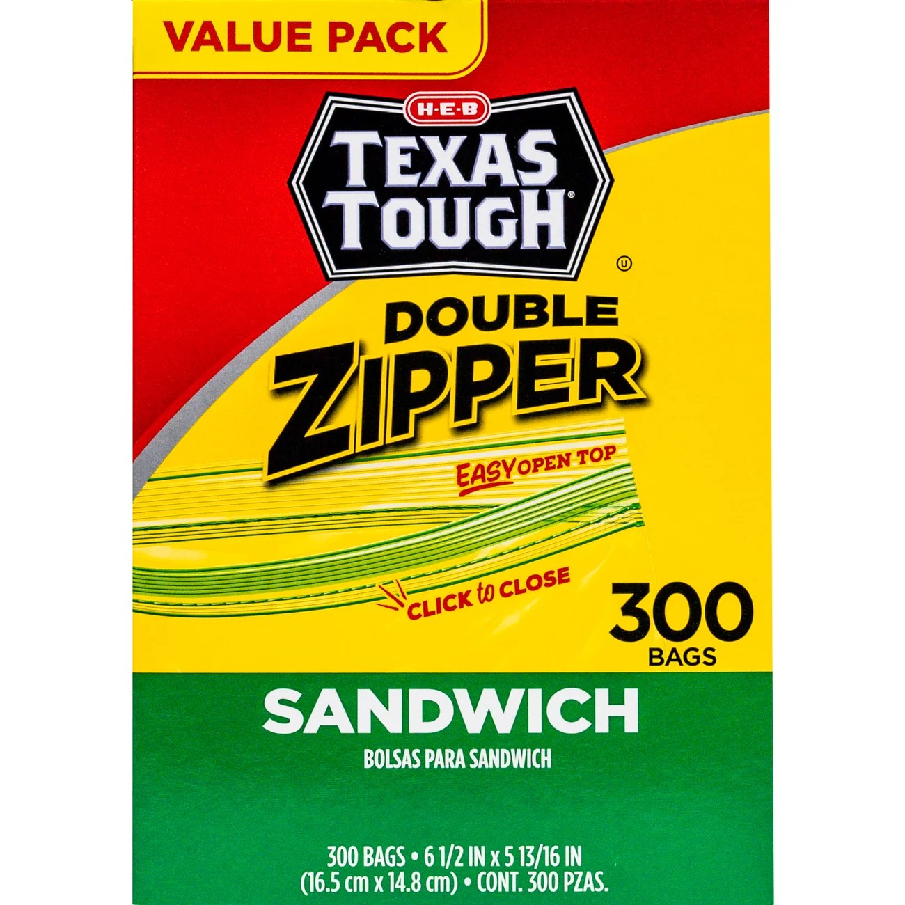 HEB Texas Tough Double Zipper Sandwich Bags Value Pack Shop Storage