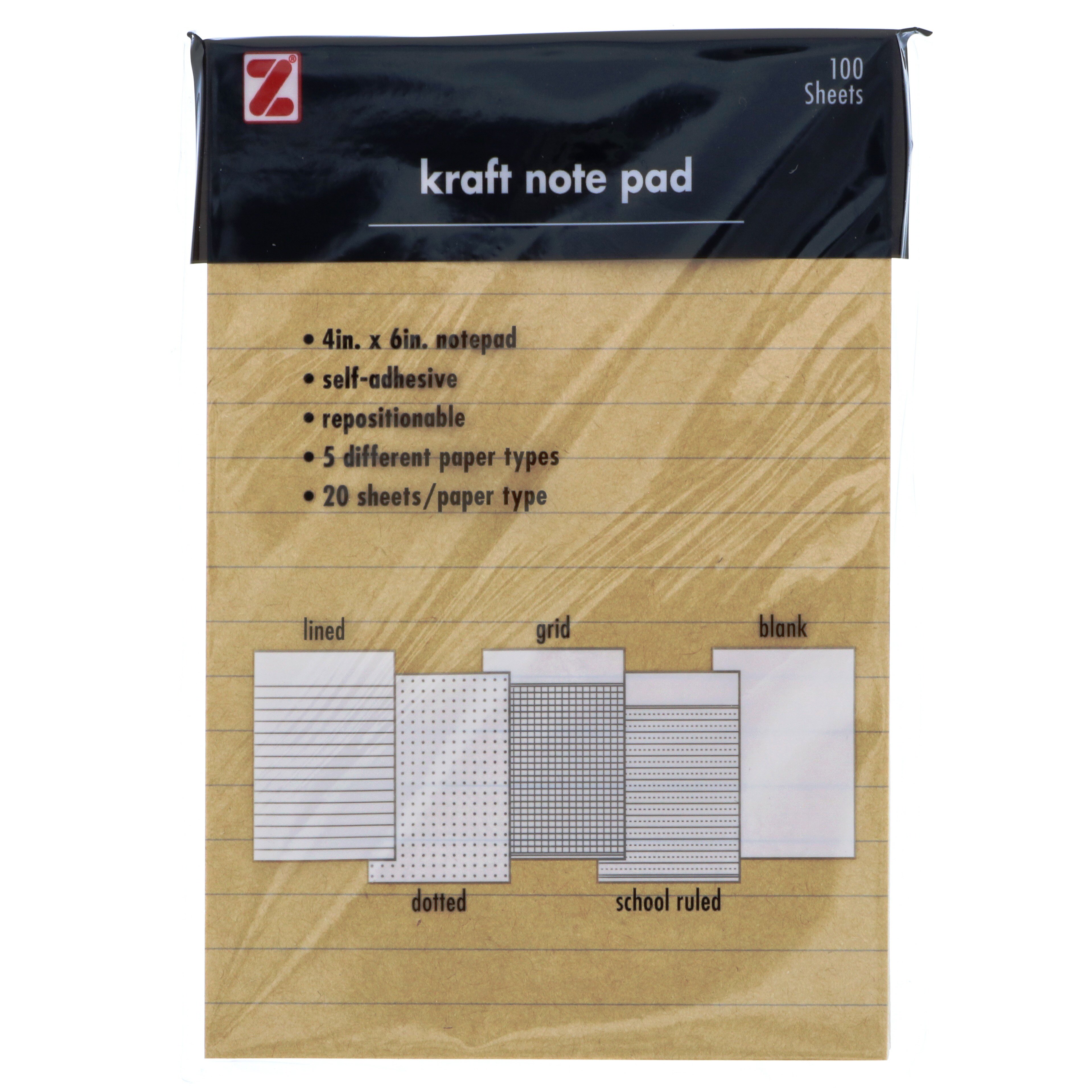 Z International Kraft 4" X 6" Note Pad, 100 Sheets Shop Sticky Notes