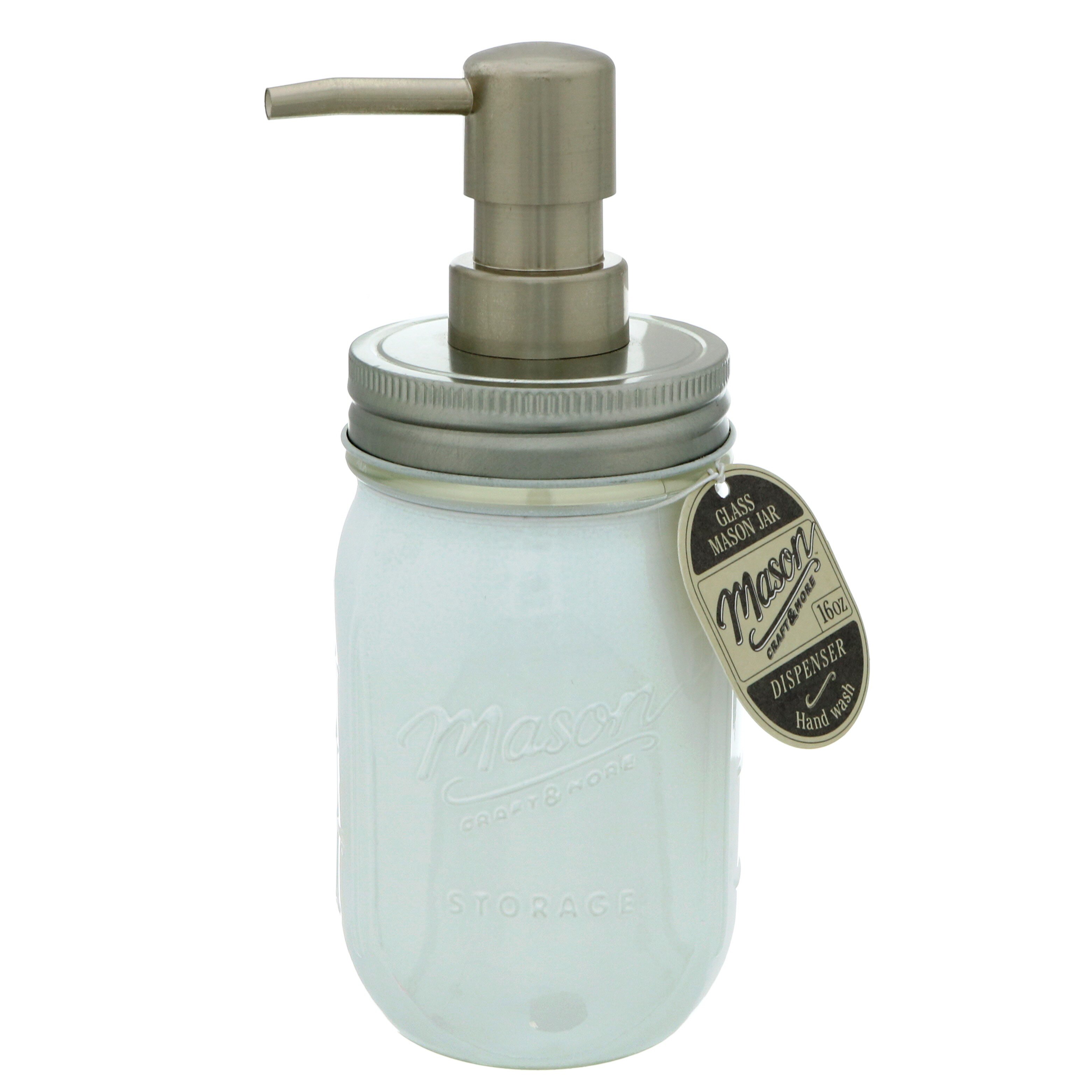 Mason Craft & More White Glass Soap Pump Shop Bedding & Bath at HEB