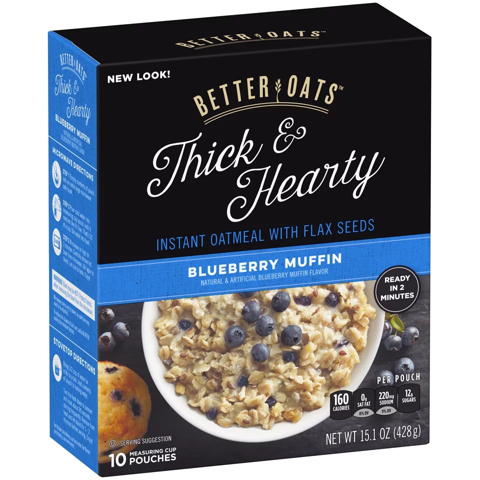 Better Oats Thick & Hearty Blueberry Muffin Instant Oatmeal Shop