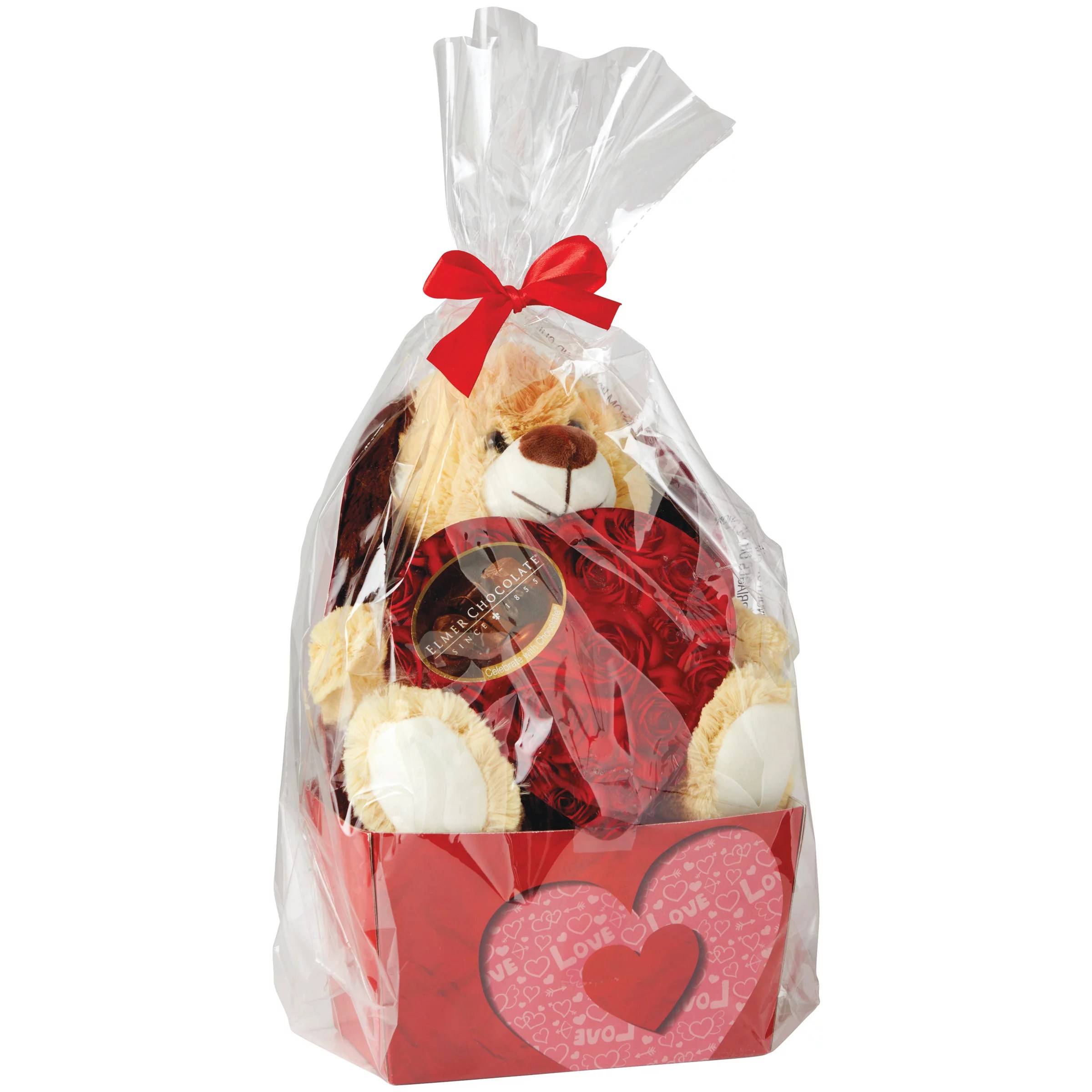 Megatoys Plush Animal with Hard Candy Valentine's Gift Box, Assorted