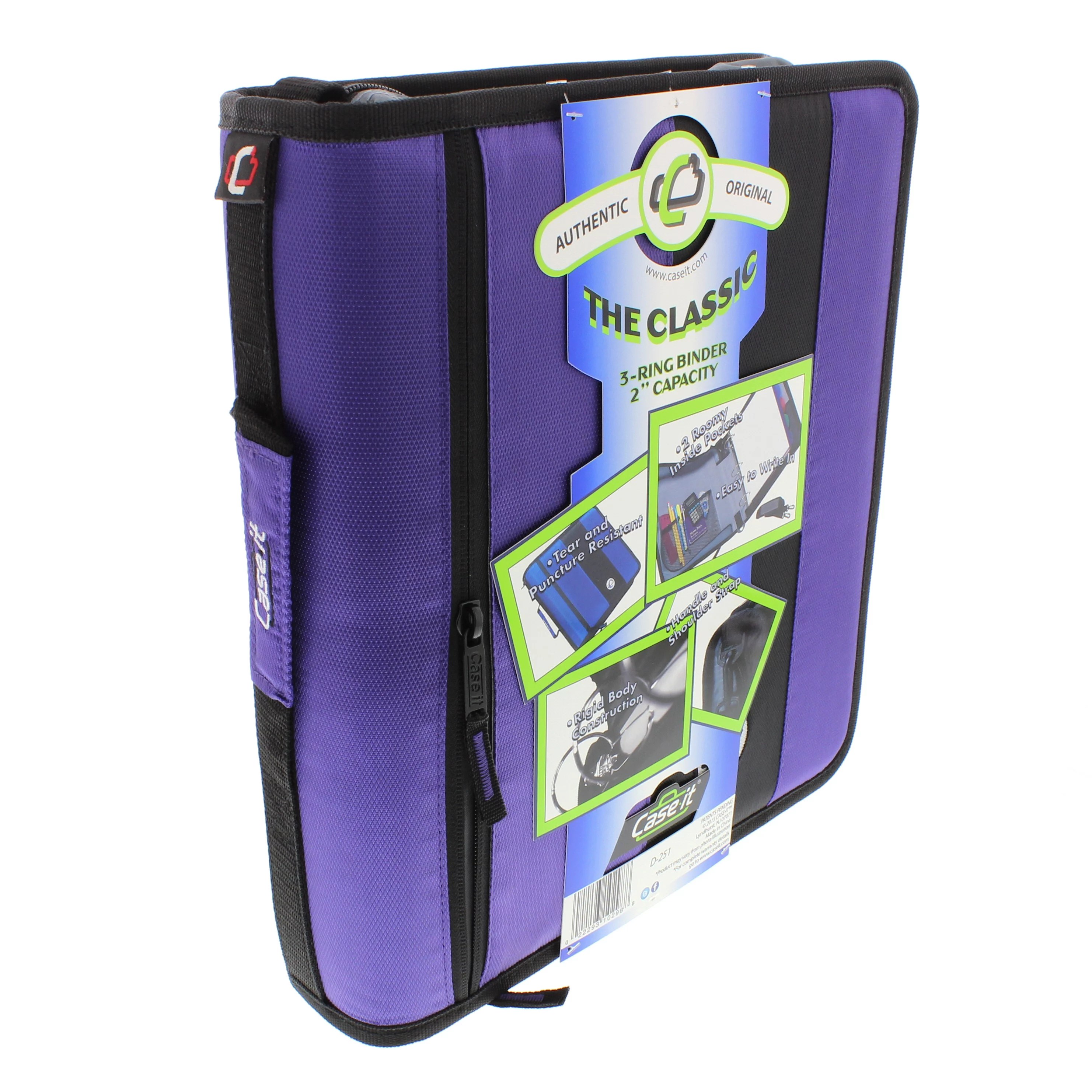 CaseIt The Classic 2" Zipper Binder with Strap, Purple Shop School